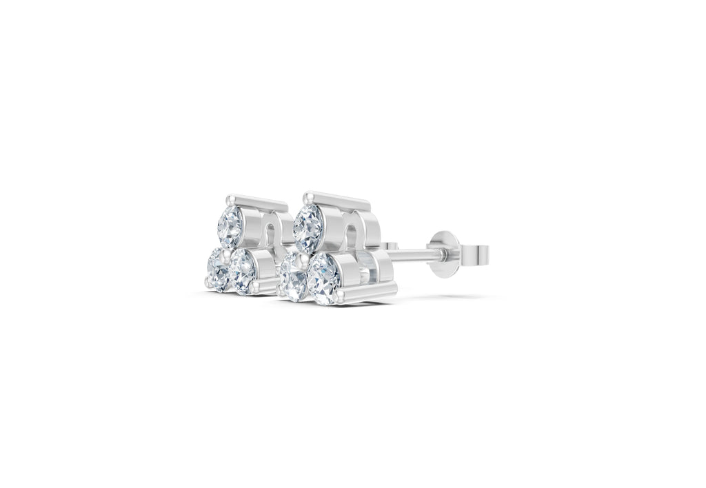 0.65 Carat Trilogy Lab Grown Diamond Pyramid Earrings