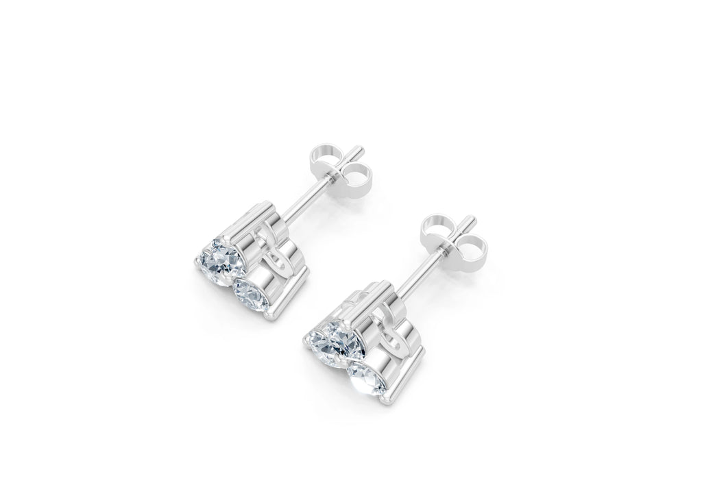 0.65 Carat Trilogy Lab Grown Diamond Pyramid Earrings