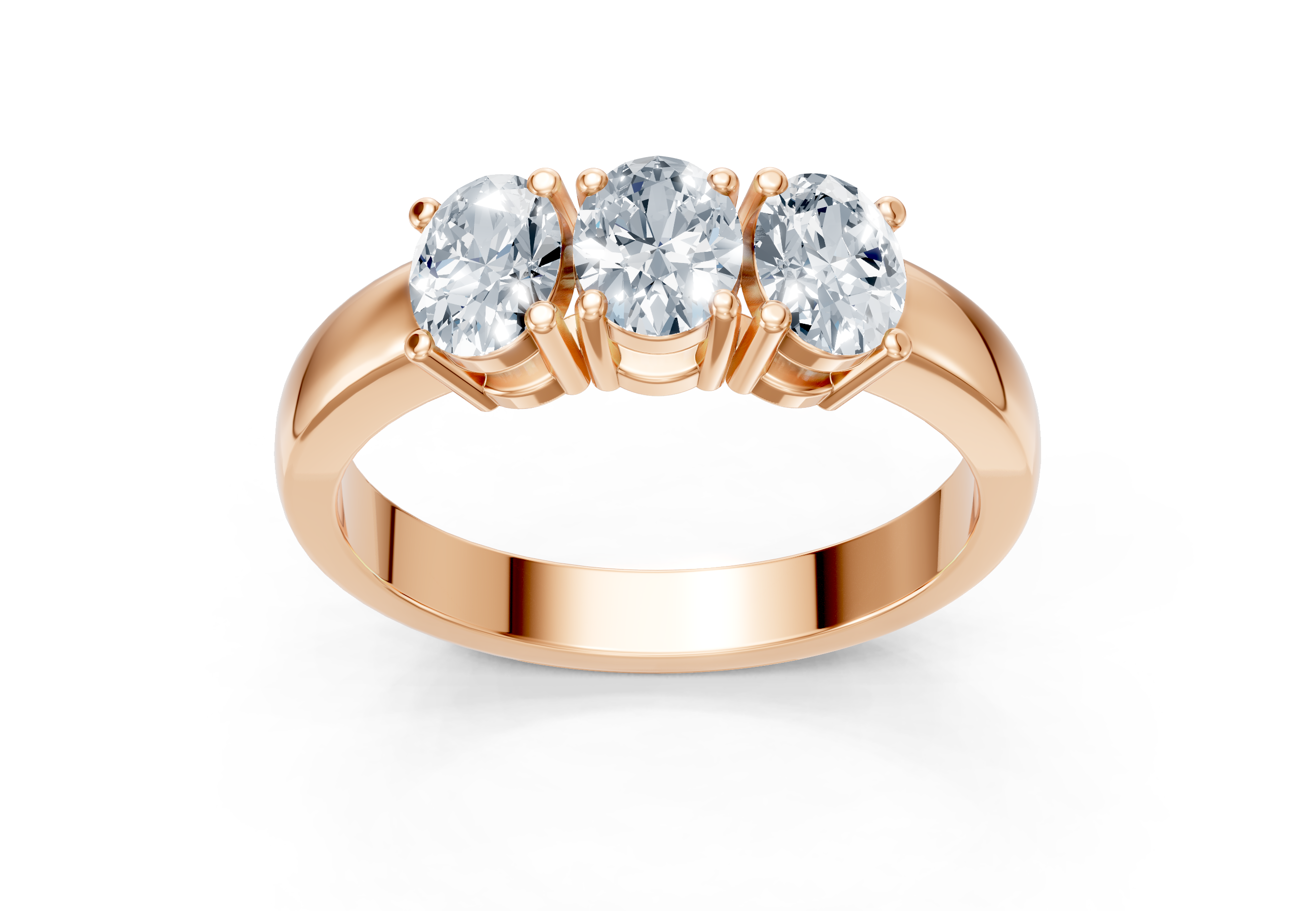 IGI Certified - 1 Ct. Lab Grown Diamond (VS/E-F) Trilogy Ring - 925 Sterling Silver