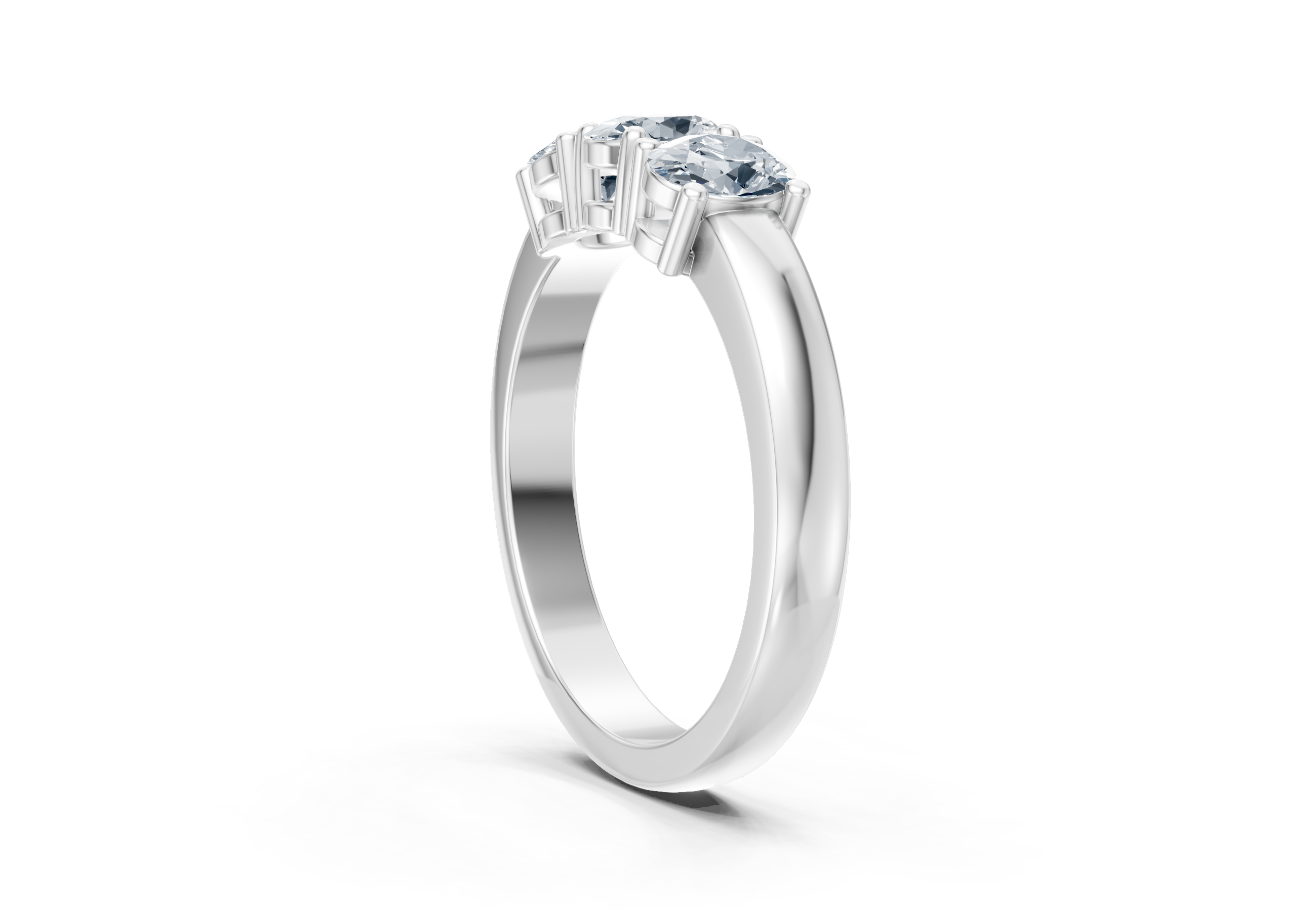 IGI Certified - 1 Ct. Lab Grown Diamond (VS/E-F) Trilogy Ring - 925 Sterling Silver