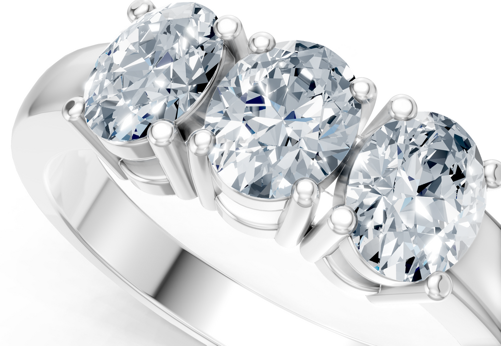 IGI Certified - 1 Ct. Lab Grown Diamond (VS/E-F) Trilogy Ring - 925 Sterling Silver