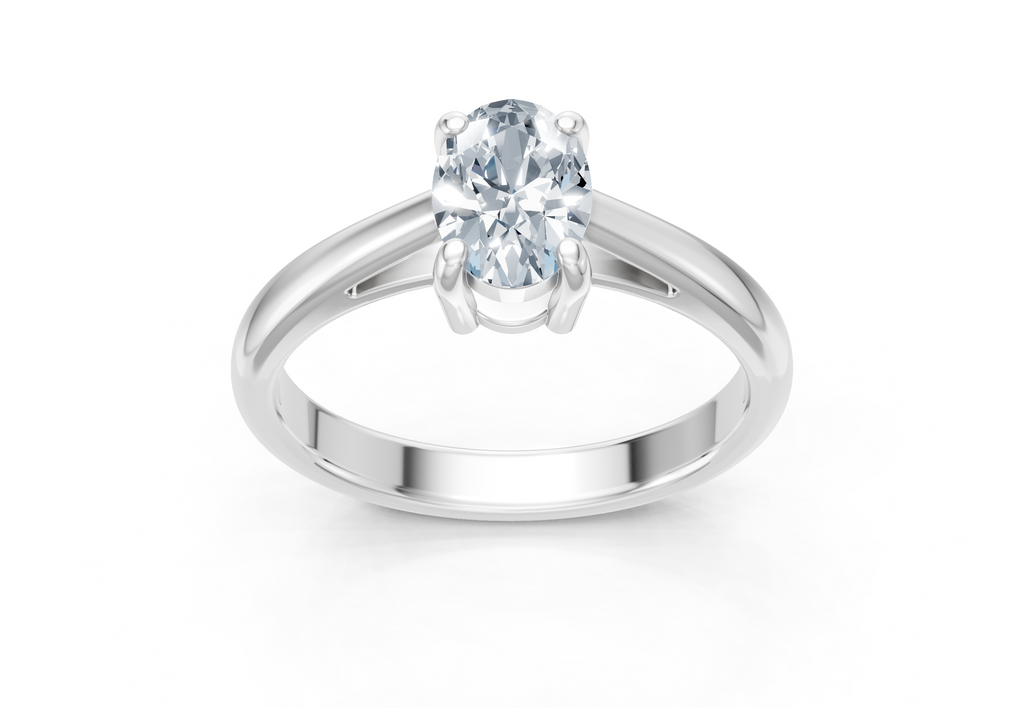 IGI Certified - 1/2 Ct. Lab Grown Diamond (VS/E-F) Oval Solitaire Ring - 925 Sterling Silver