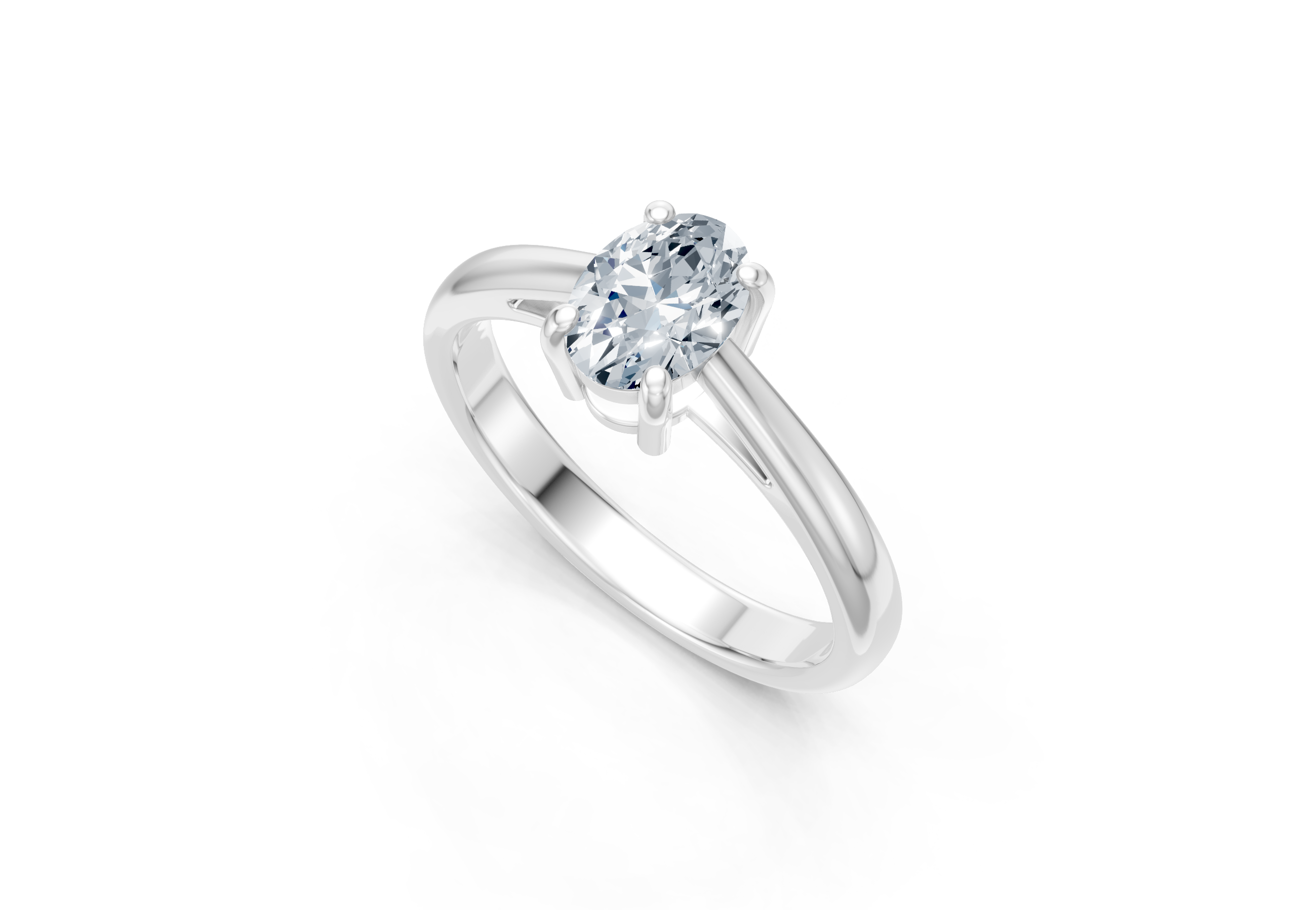 IGI Certified - 1/2 Ct. Lab Grown Diamond (VS/E-F) Oval Solitaire Ring - 925 Sterling Silver