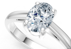 IGI Certified - 1/2 Ct. Lab Grown Diamond (VS/E-F) Oval Solitaire Ring - 925 Sterling Silver