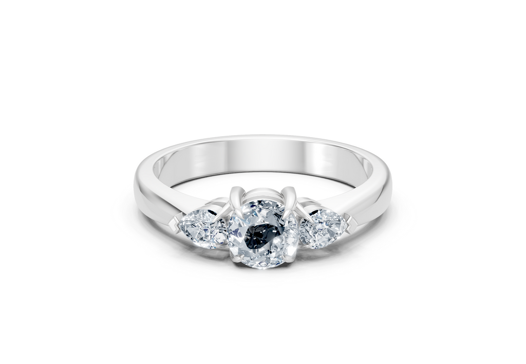 IGI Certified - 3/4 Ct. Lab Grown Diamond (VS/E-F) Trilogy Ring - 925 Sterling Silver