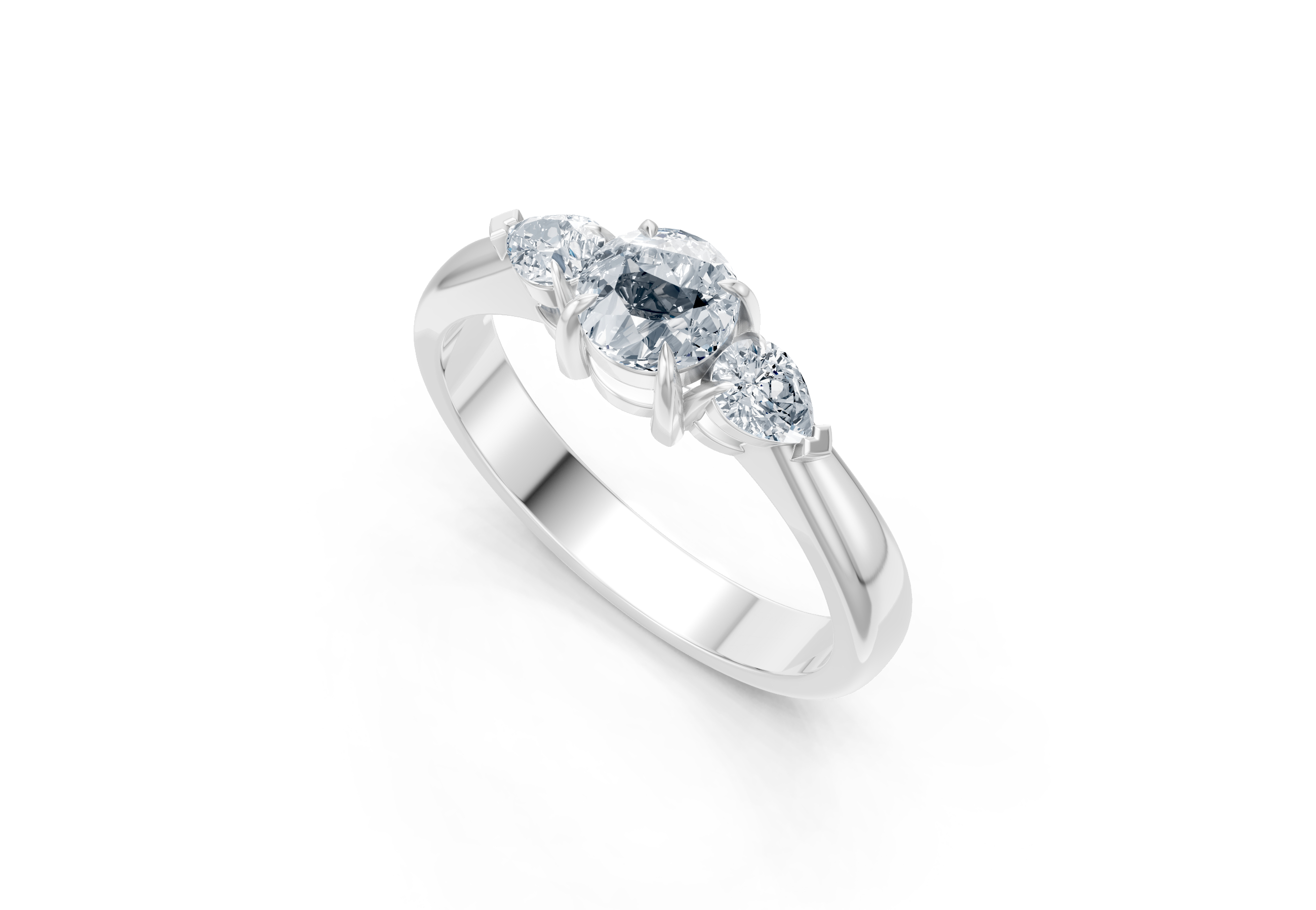 IGI Certified - 3/4 Ct. Lab Grown Diamond (VS/E-F) Trilogy Ring - 925 Sterling Silver