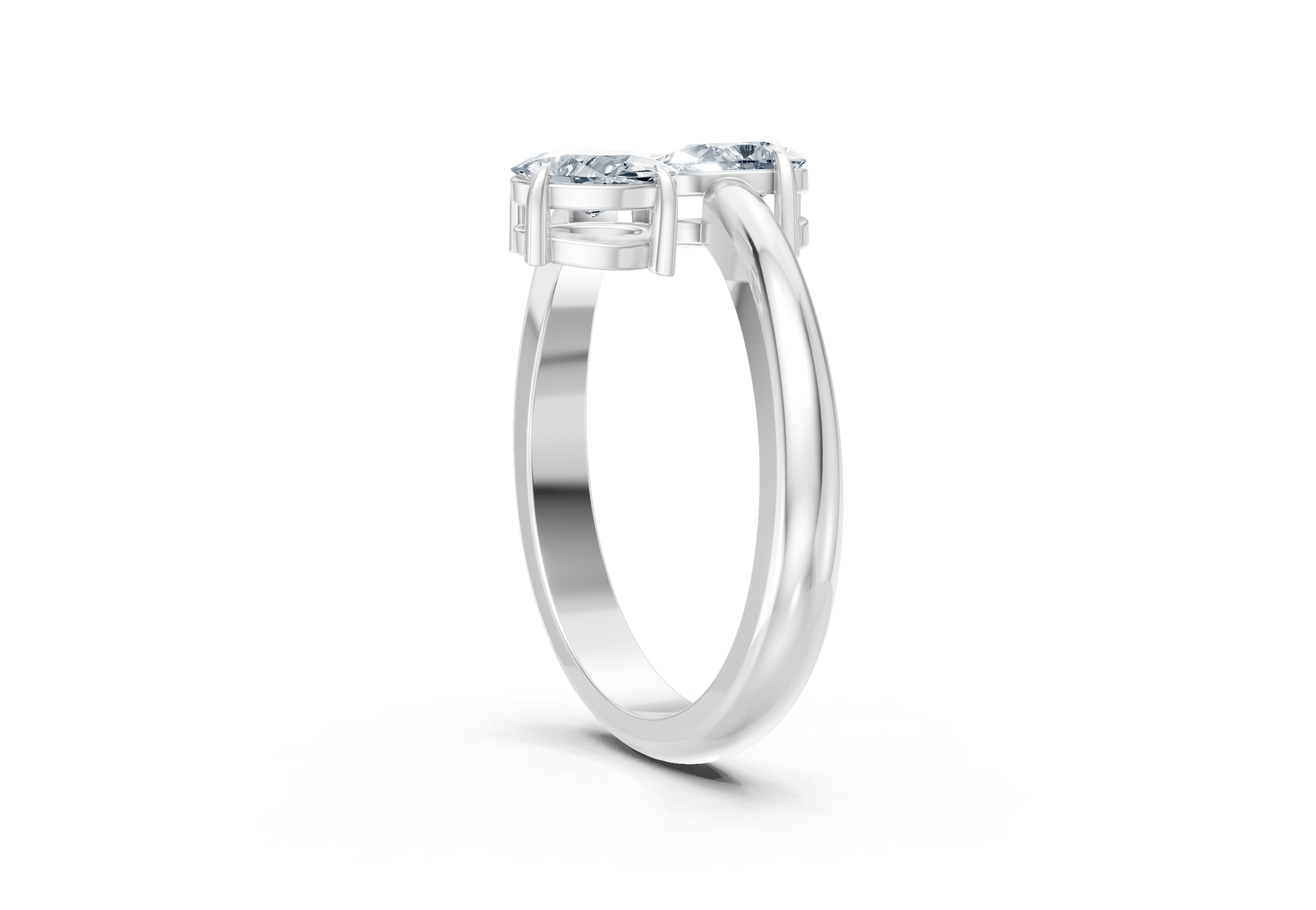 IGI Certified - 3/4 Ct. Lab Grown Diamond (VS/E-F) Toi et Moi Pear and Oval Ring - 925 Sterling Silver