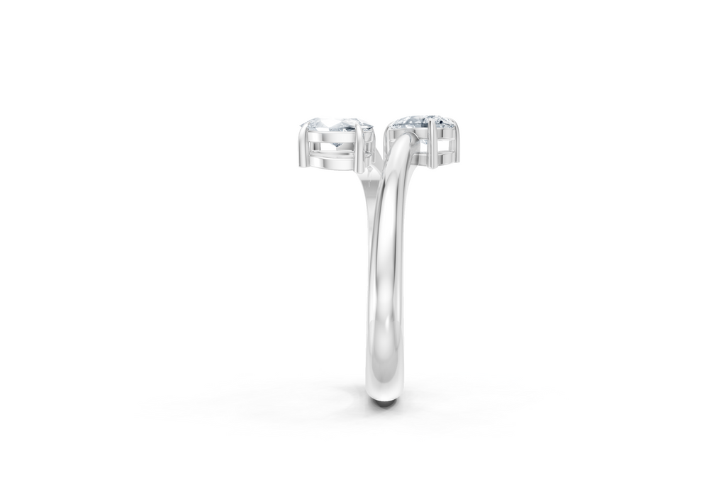 0.75 Carat Lab Grown Diamond Toi et Moi Pear and Oval Ring
