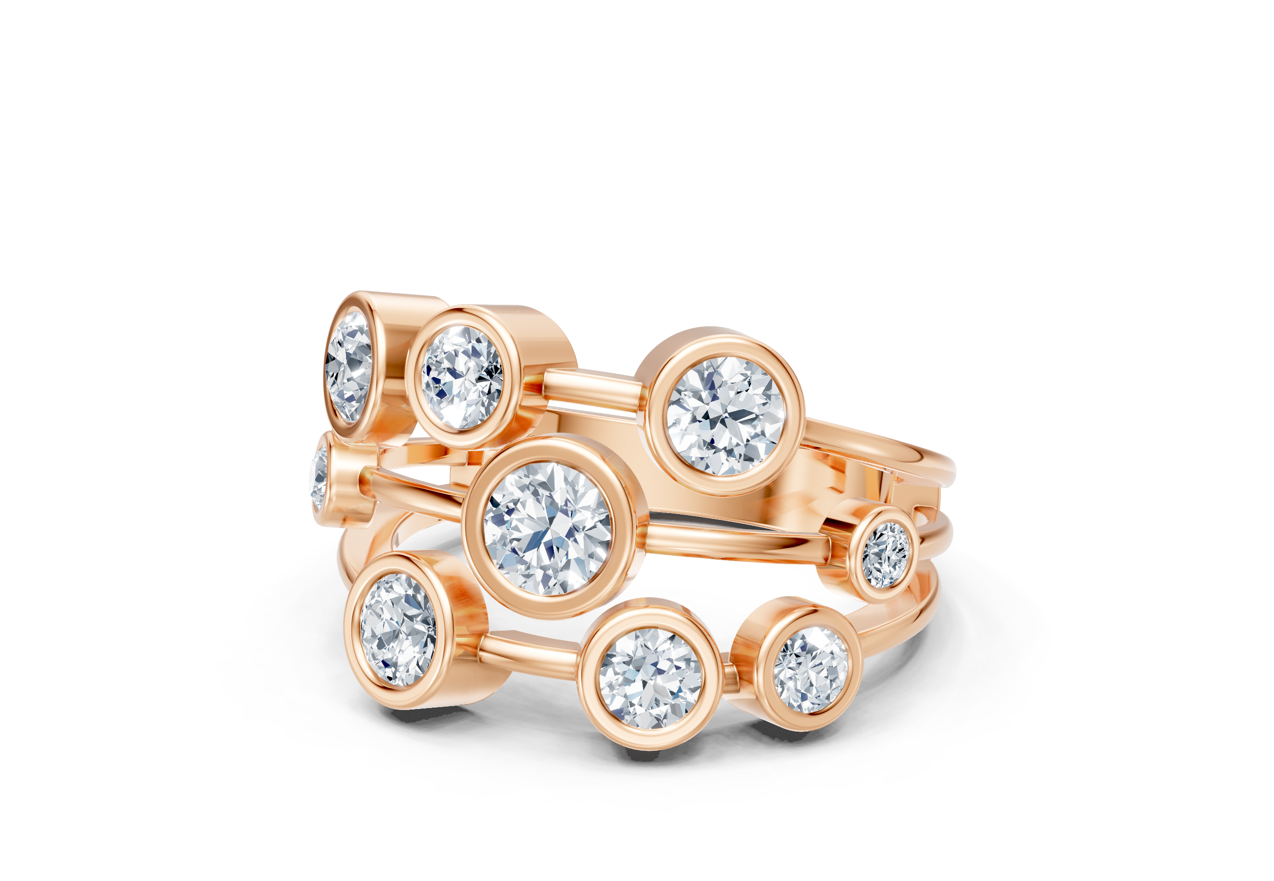 IGI Certified Multi-Size Lab Grown Diamond (VS/E-F) Bubble Scatter Ring - Gold