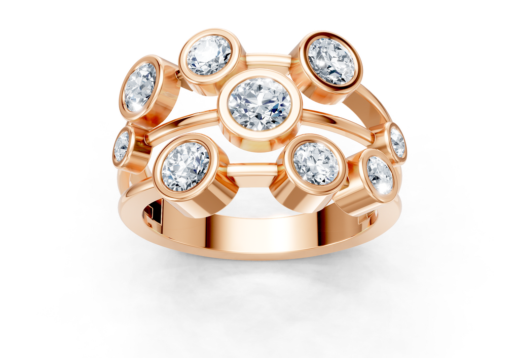 IGI Certified Multi-Size Lab Grown Diamond (VS/E-F) Bubble Scatter Ring - Gold