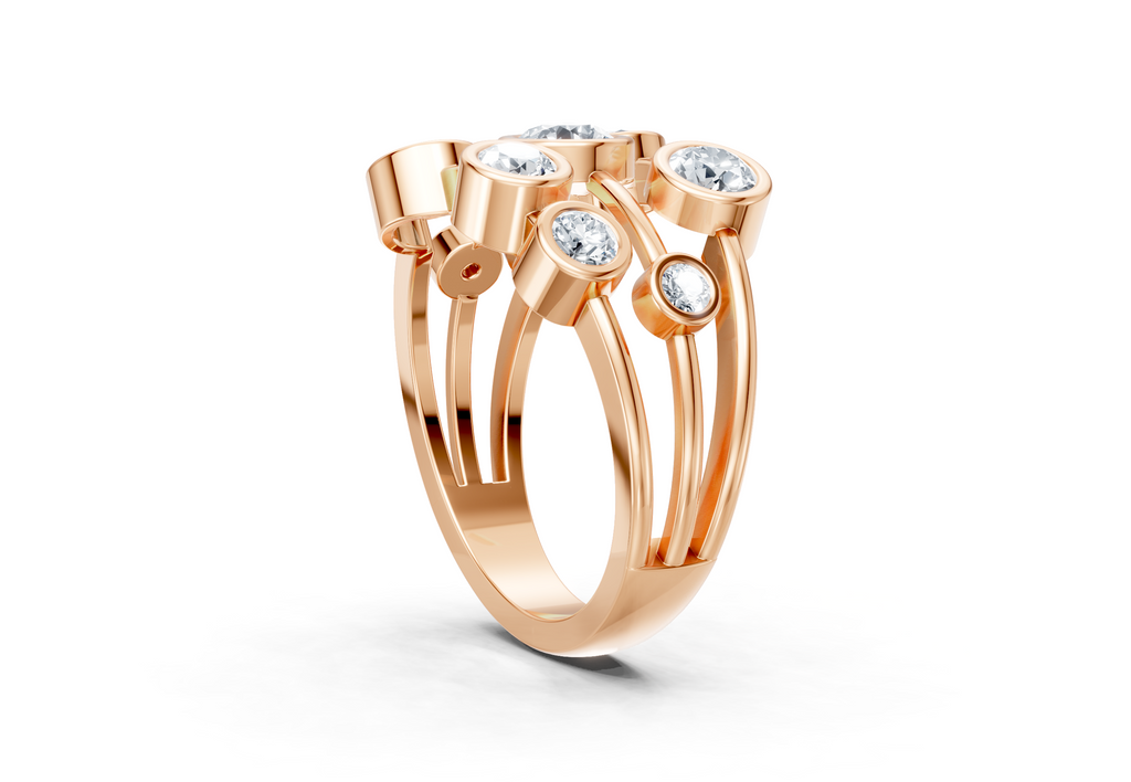 IGI Certified Multi-Size Lab Grown Diamond (VS/E-F) Bubble Scatter Ring - Gold