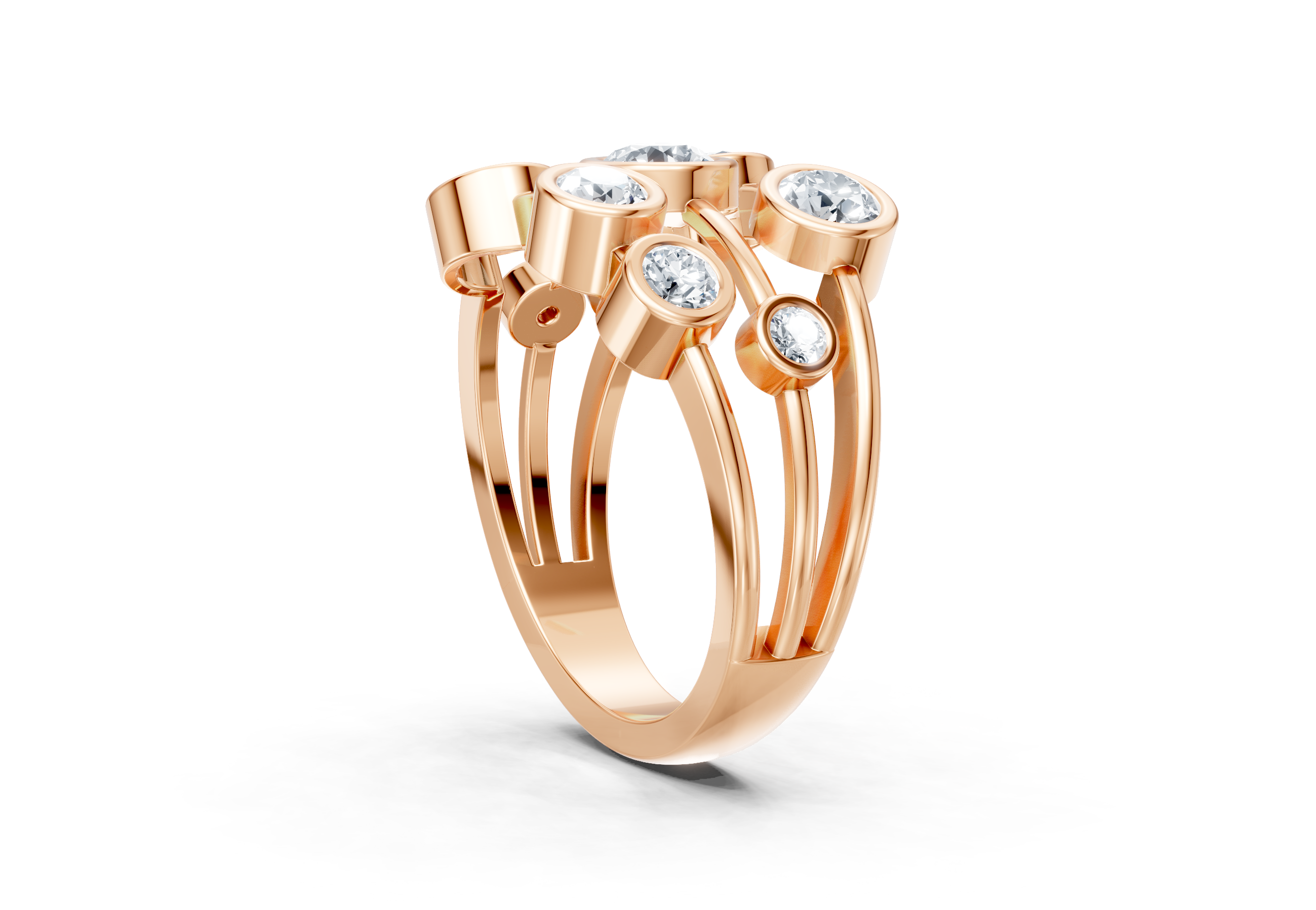 IGI Certified Multi-Size Lab Grown Diamond (VS/E-F) Bubble Scatter Ring - Gold