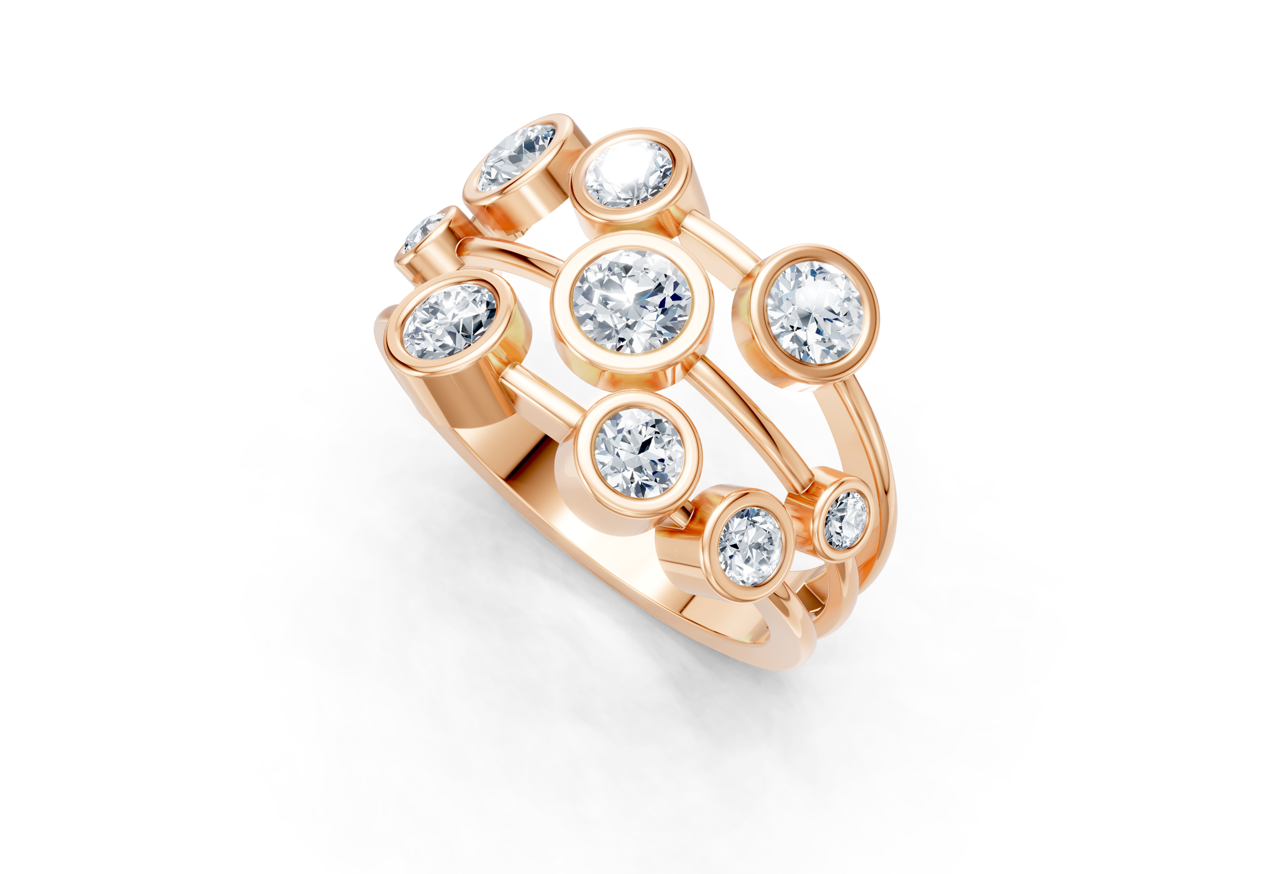 IGI Certified- 1 Cts Lab Grown Diamond (VS/E-F) Bubble  Ring - 925 Sterling Silver