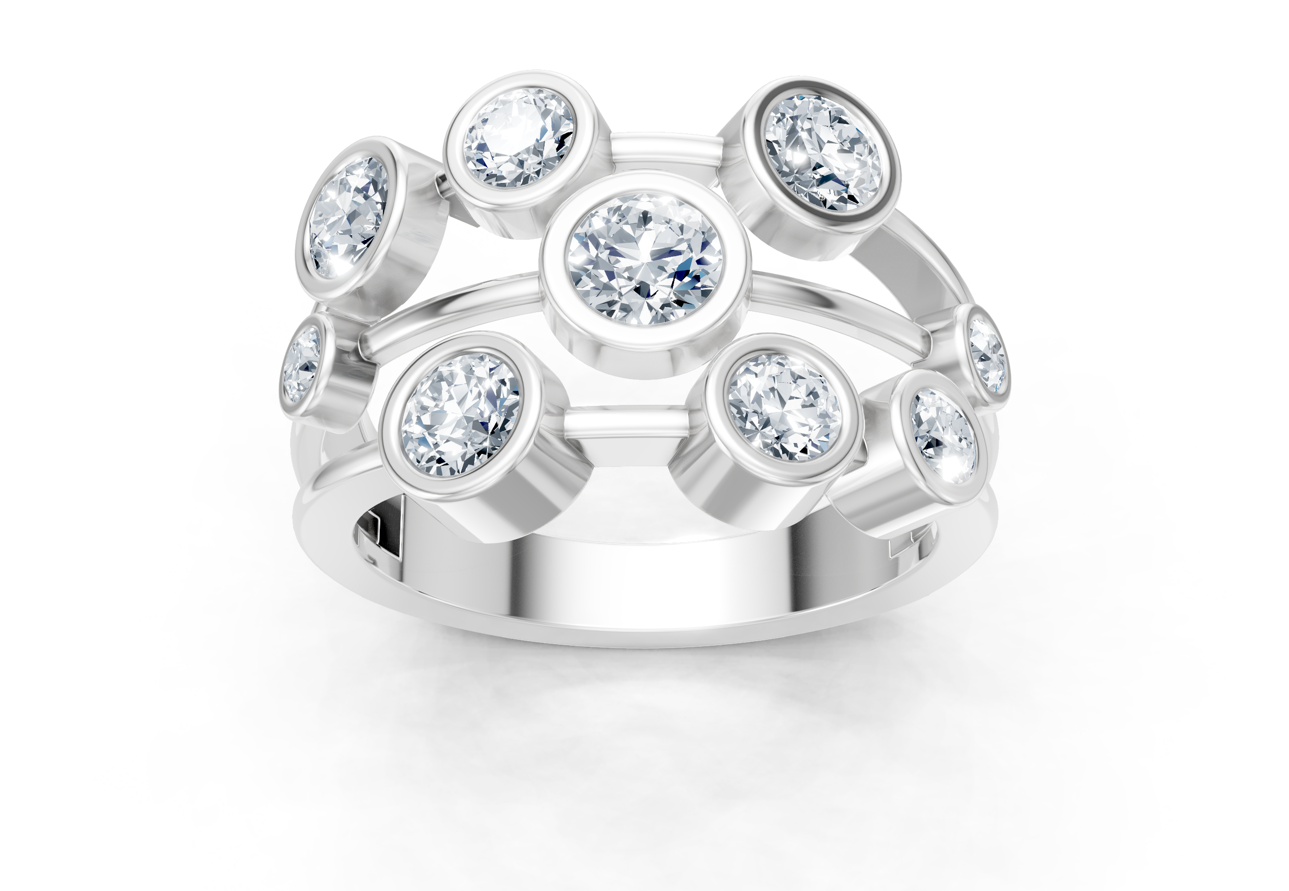 IGI Certified- 1 Cts Lab Grown Diamond (VS/E-F) Bubble  Ring - 925 Sterling Silver