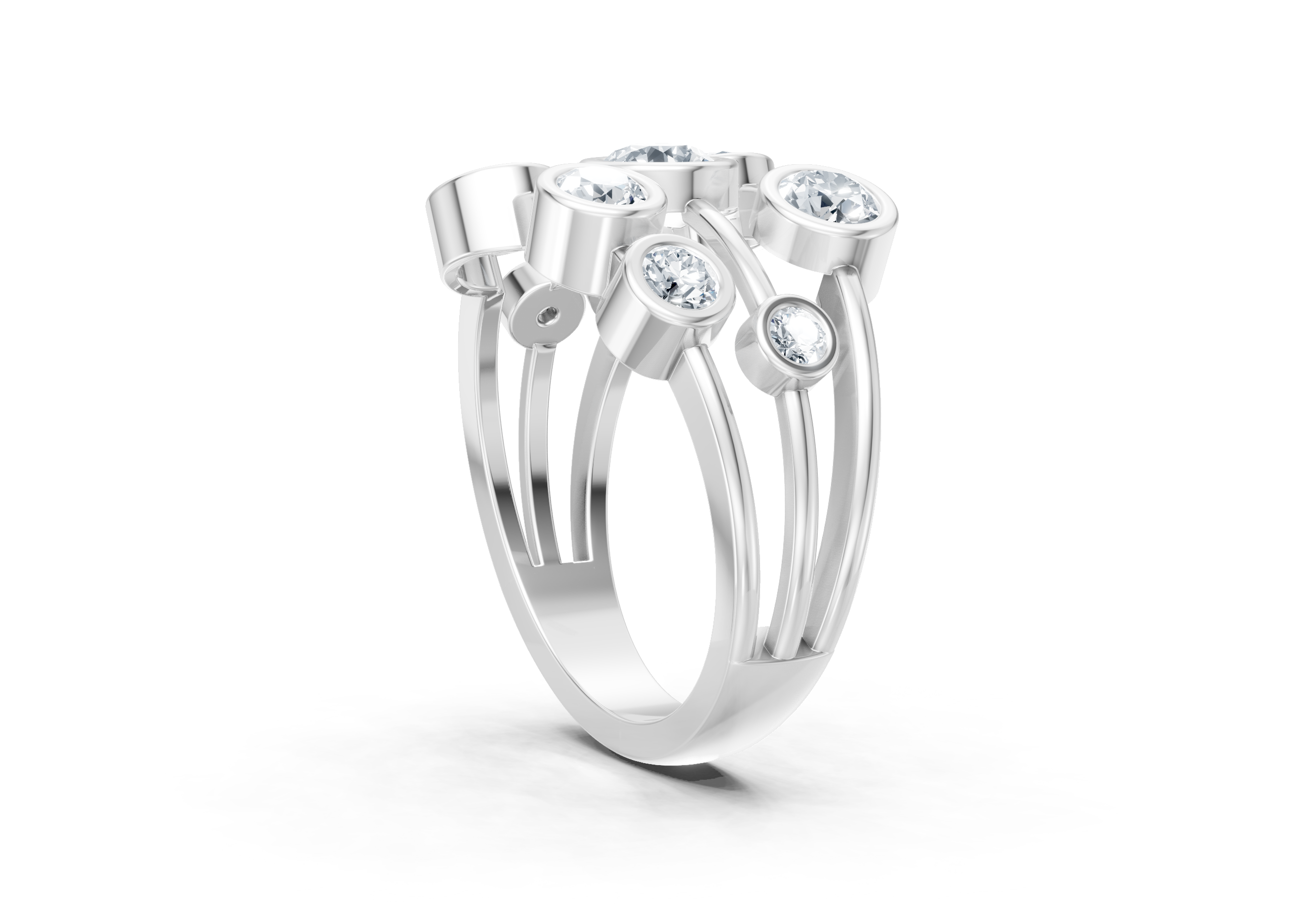 IGI Certified Multi-Size Lab Grown Diamond (VS/E-F) Bubble Scatter Ring - Gold