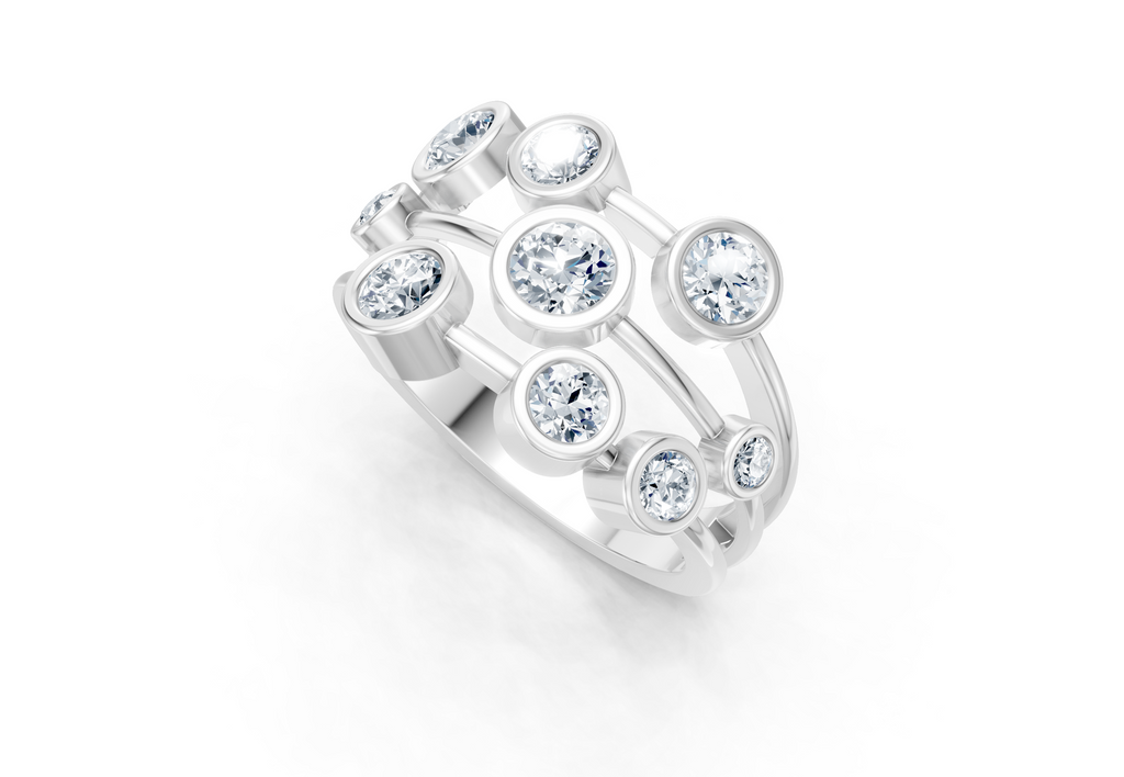 IGI Certified Multi-Size Lab Grown Diamond (VS/E-F) Bubble Scatter Ring - Gold