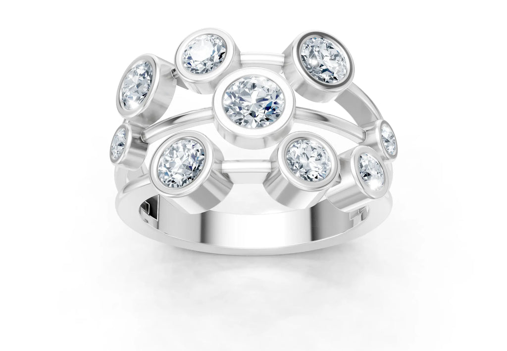 IGI Certified- 1 Cts Lab Grown Diamond (VS/E-F) Bubble  Ring - 925 Sterling Silver