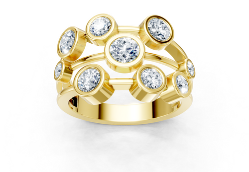 1.09 Carat Lab Grown Diamond Bubble Scatter Ring with Gold Overlay, IGI Certified