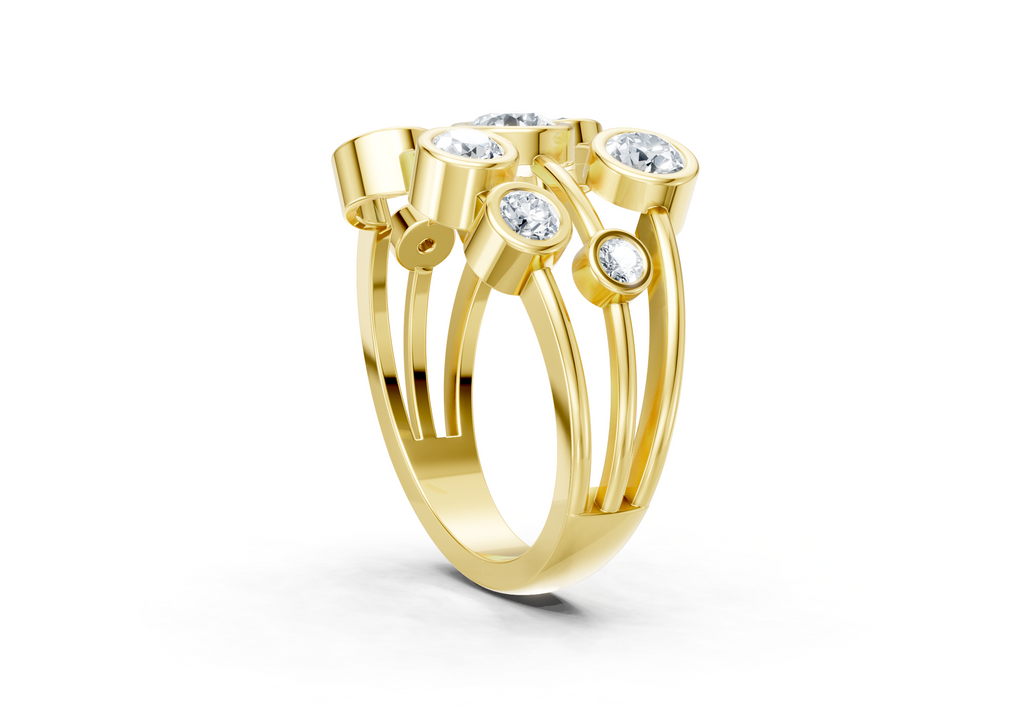 IGI Certified Multi-Size Lab Grown Diamond (VS/E-F) Bubble Scatter Ring - Gold