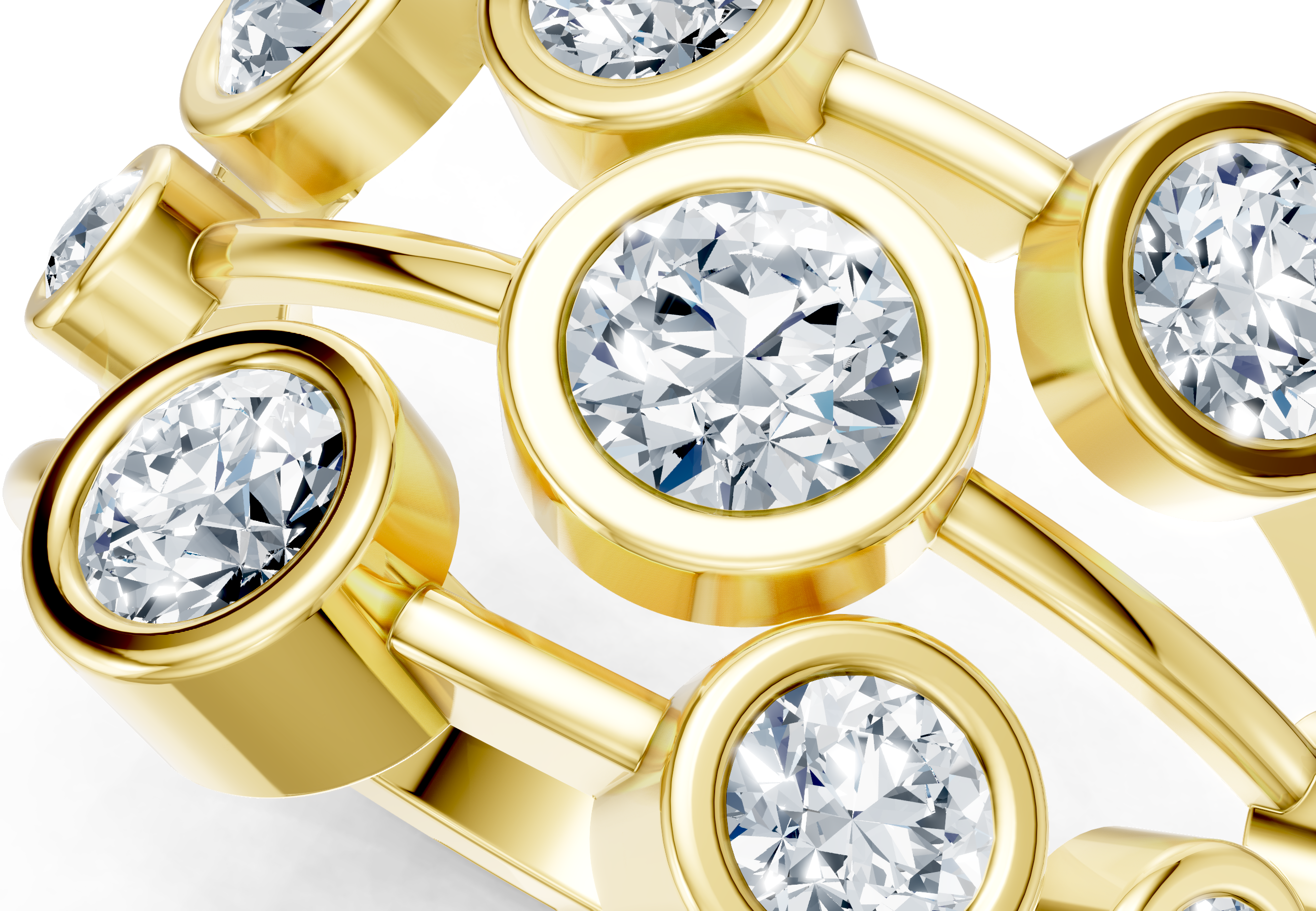 IGI Certified Multi-Size Lab Grown Diamond (VS/E-F) Bubble Scatter Ring - Gold