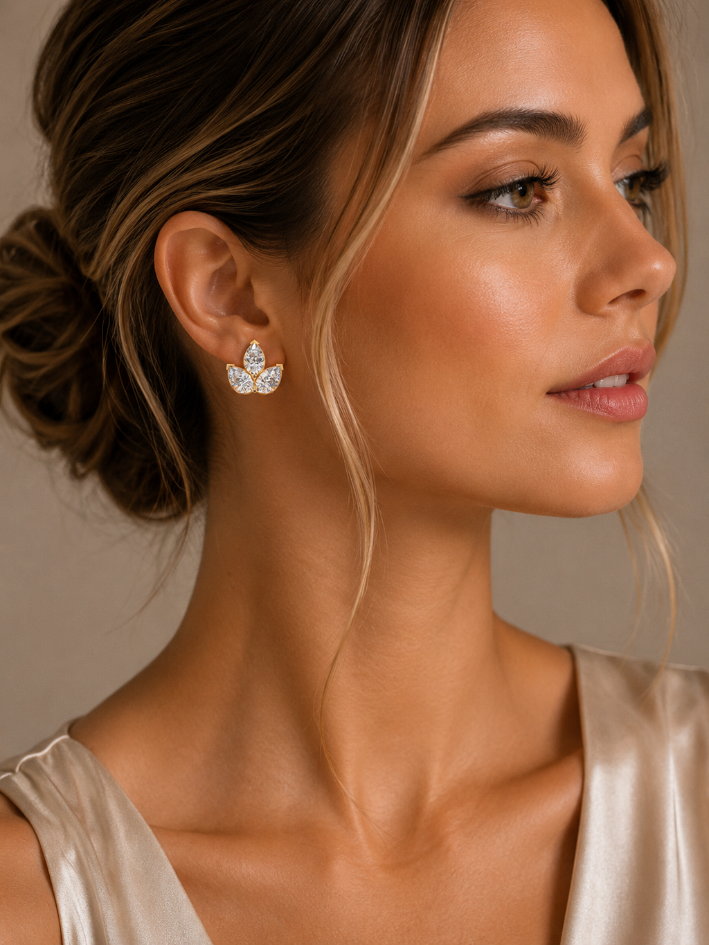 3.00 Carat Lab Grown Diamond Lotus Earrings, IGI Certified