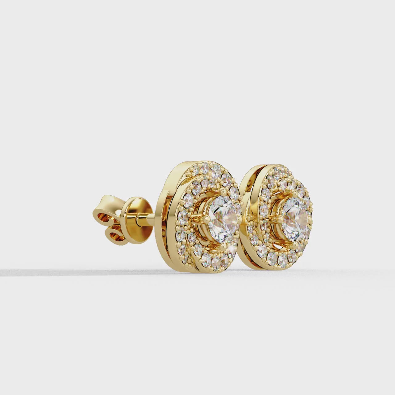 IGI Certified- 1 Ct. Lab Grown Diamond (VS/E-F) Double Halo Diamond Stud Earring