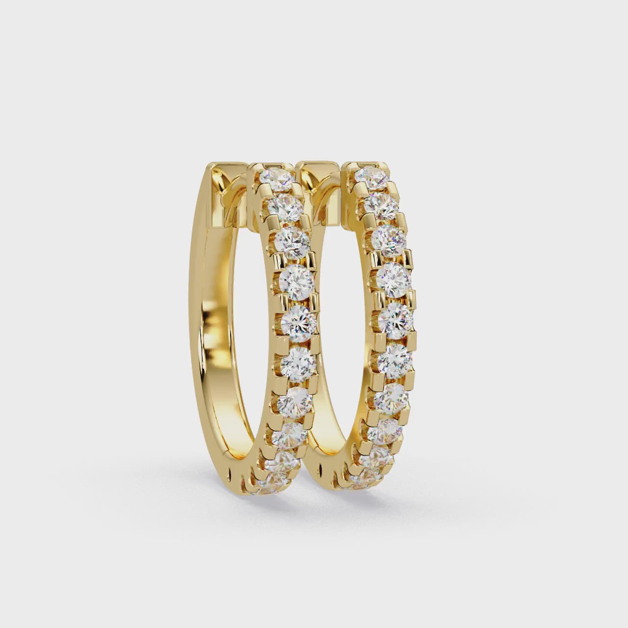 IGI Certified- 1/2 Ct. Lab Grown Diamond (VS/E-F) Yellow Gold Diamond Hoop Earrings with 22 Round Cut Stones Earring
