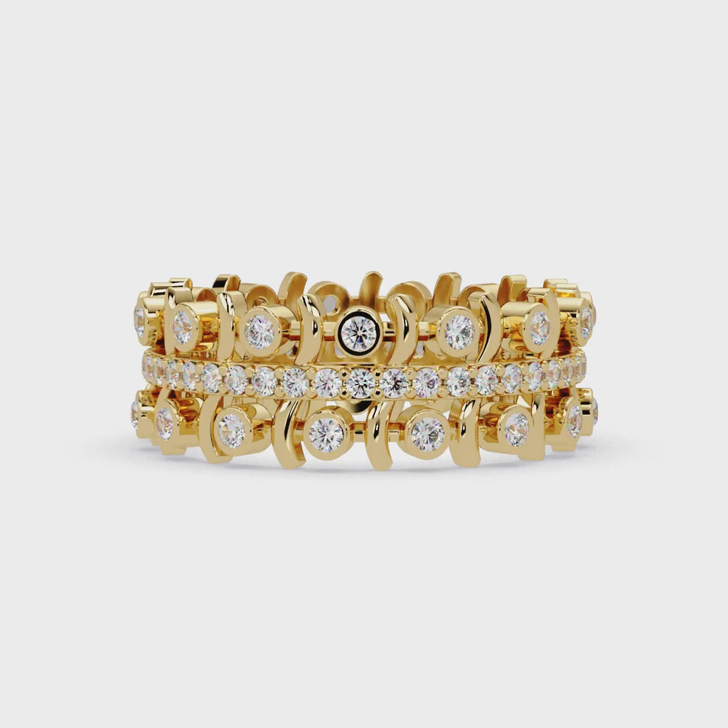 IGI Certified - 1/2 Ct. Lab Grown Diamond (VS/E-F) Diamond Eternity Band – Double-Row Articulated Design Ring