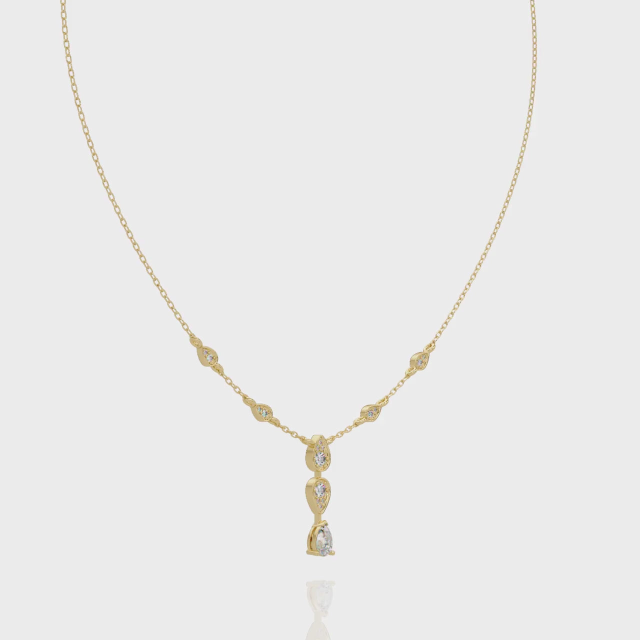 Elegant Pear-Shaped Diamond Station Necklace