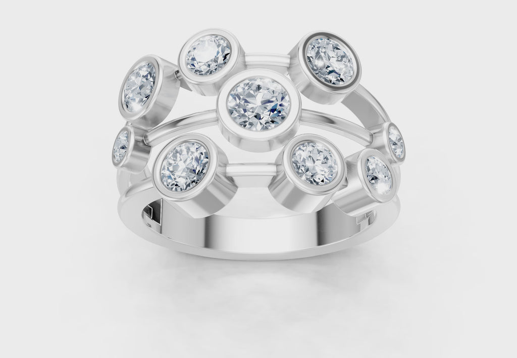 IGI Certified Multi-Size Lab Grown Diamond (VS/E-F) Bubble Scatter Ring - Gold