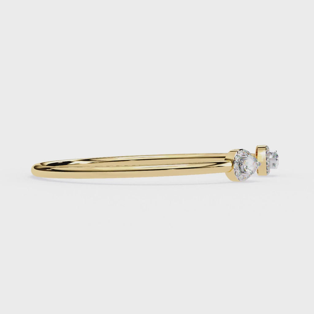 IGI Certified - 1/2 Ct. Lab Grown Diamond (VS/E-F) Duo Pear Diamond Halo Bypass Bangle Bracelet