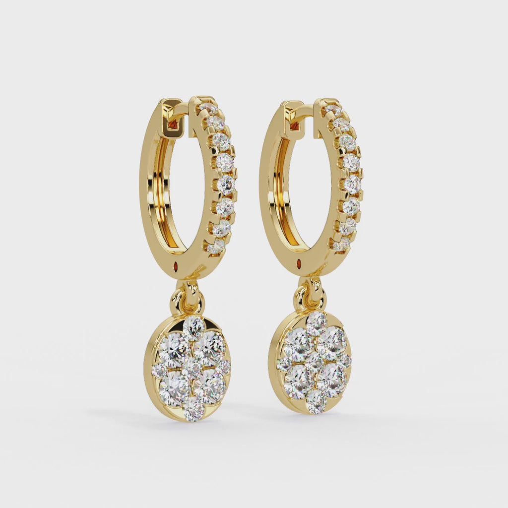 IGI Certified- 1.5 Ct. Lab Grown Diamond (VS/E-F) Diamond Hoop Dangle Earrings in Yellow and White Gold Earring