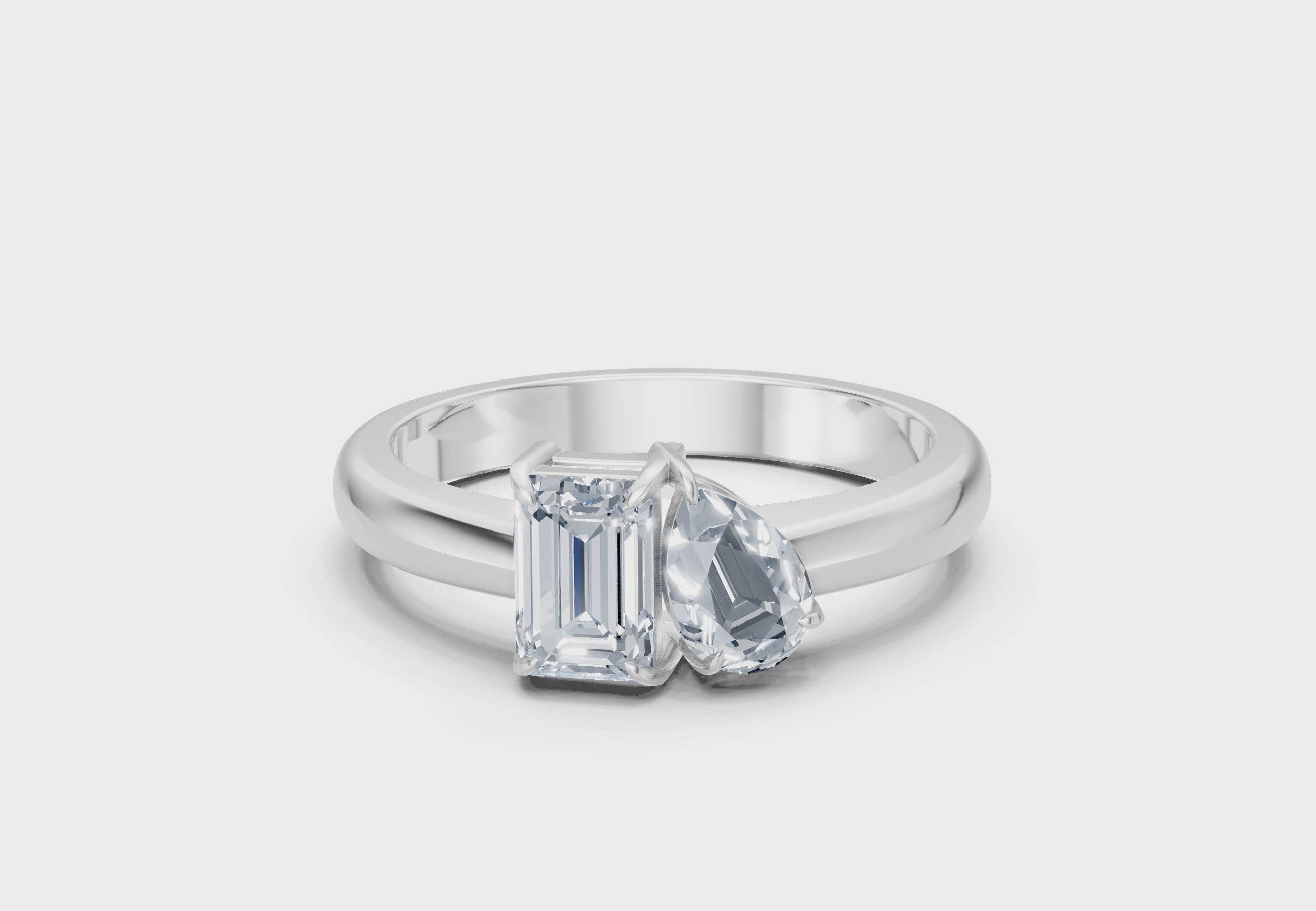 IGI Certified - 1 Ct. Lab Grown Diamond (VS/E-F) Toi et Moi Ring - 925 Sterling Silver