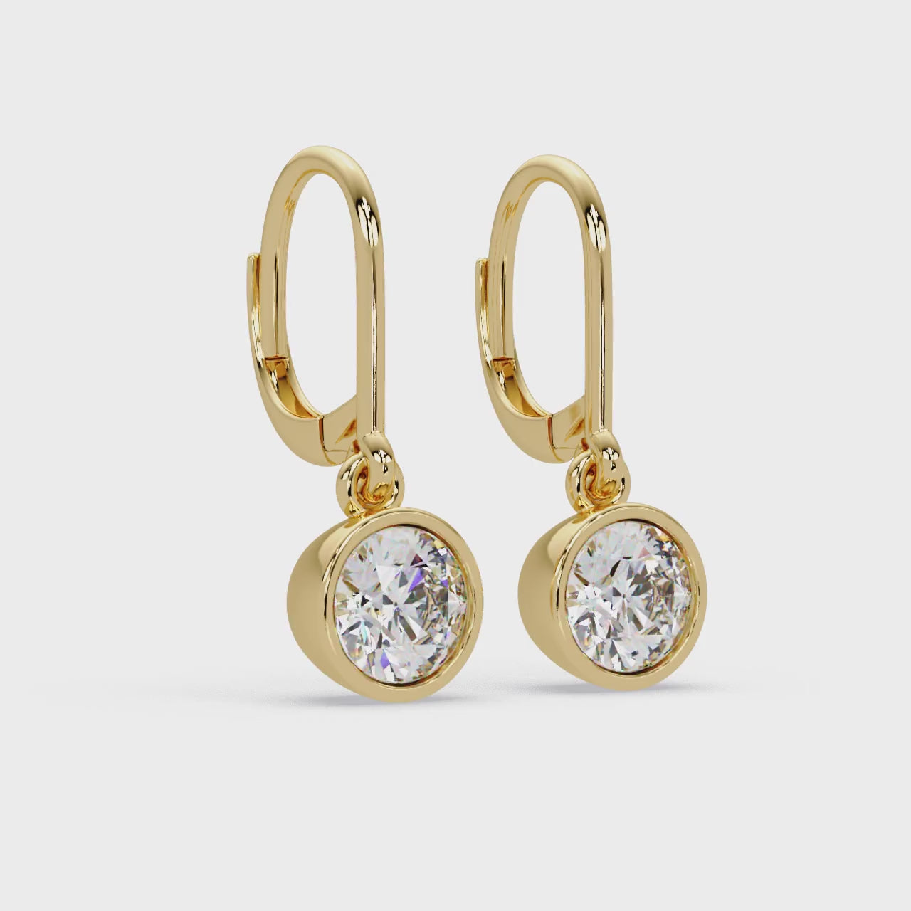 IGI Certified-2 Ct. Lab Grown Diamond (VS/E-F) Diamond Bezel-Set Leverback Earring
