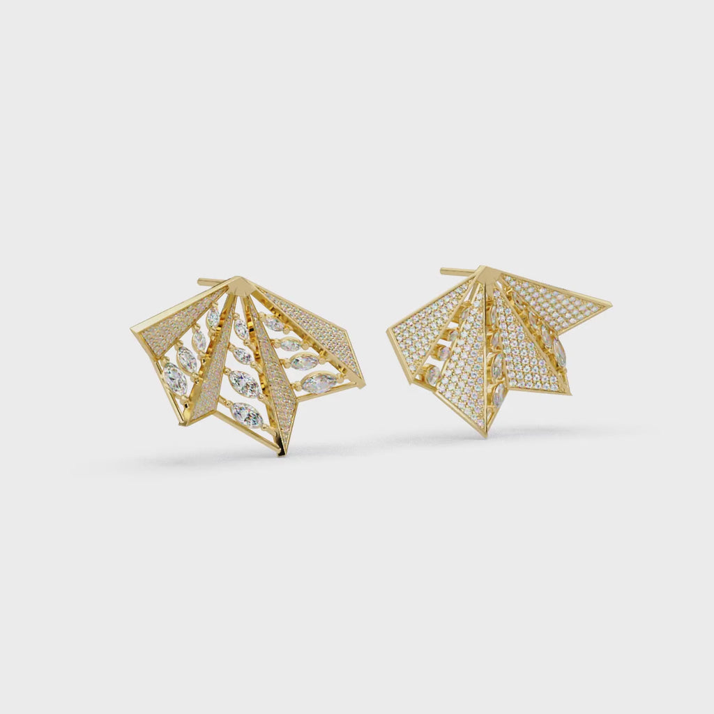 IGI Certified-3 Ct. Lab Grown Diamond (VS/E-F)"Origami" Fan Diamond Earring