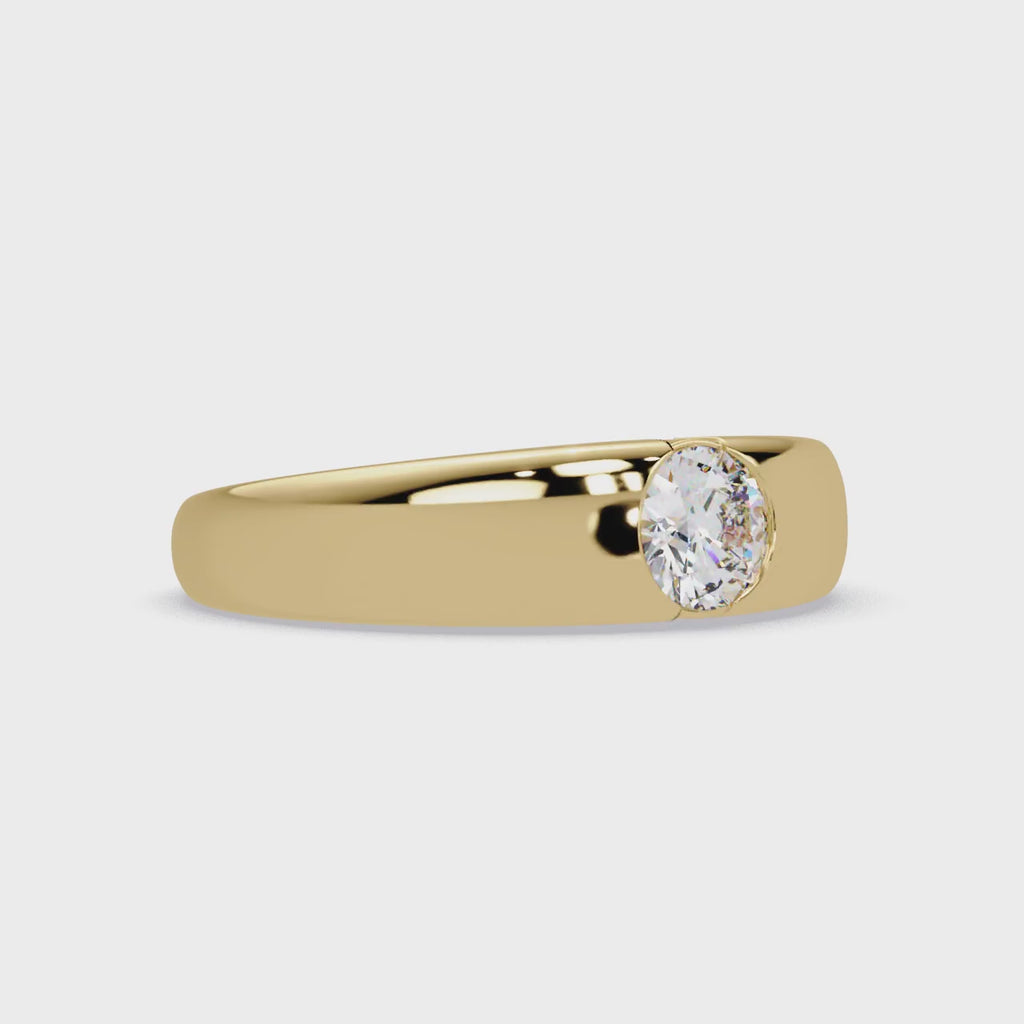 IGI Certified - 1/2 Ct. Lab Grown Diamond (VS/E-F) Custom Round Diamond Solitaire Ring – Men’s/Women’s Gold Band Ring