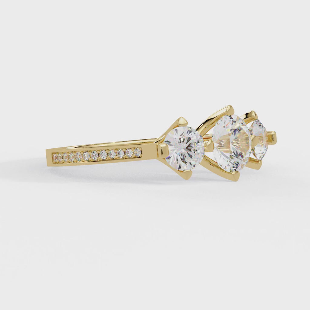IGI Certified - 3 Ct. Lab Grown Diamond (VS/E-F) The "Past, Present, & Future" Trilogy Diamond Ring