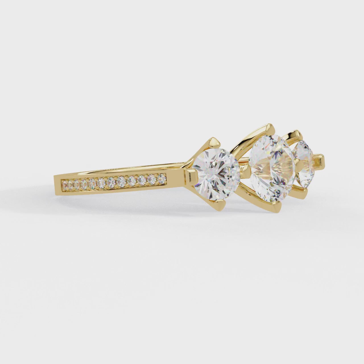 IGI Certified - 3 Ct. Lab Grown Diamond (VS/E-F) The "Past, Present, & Future" Trilogy Diamond Ring