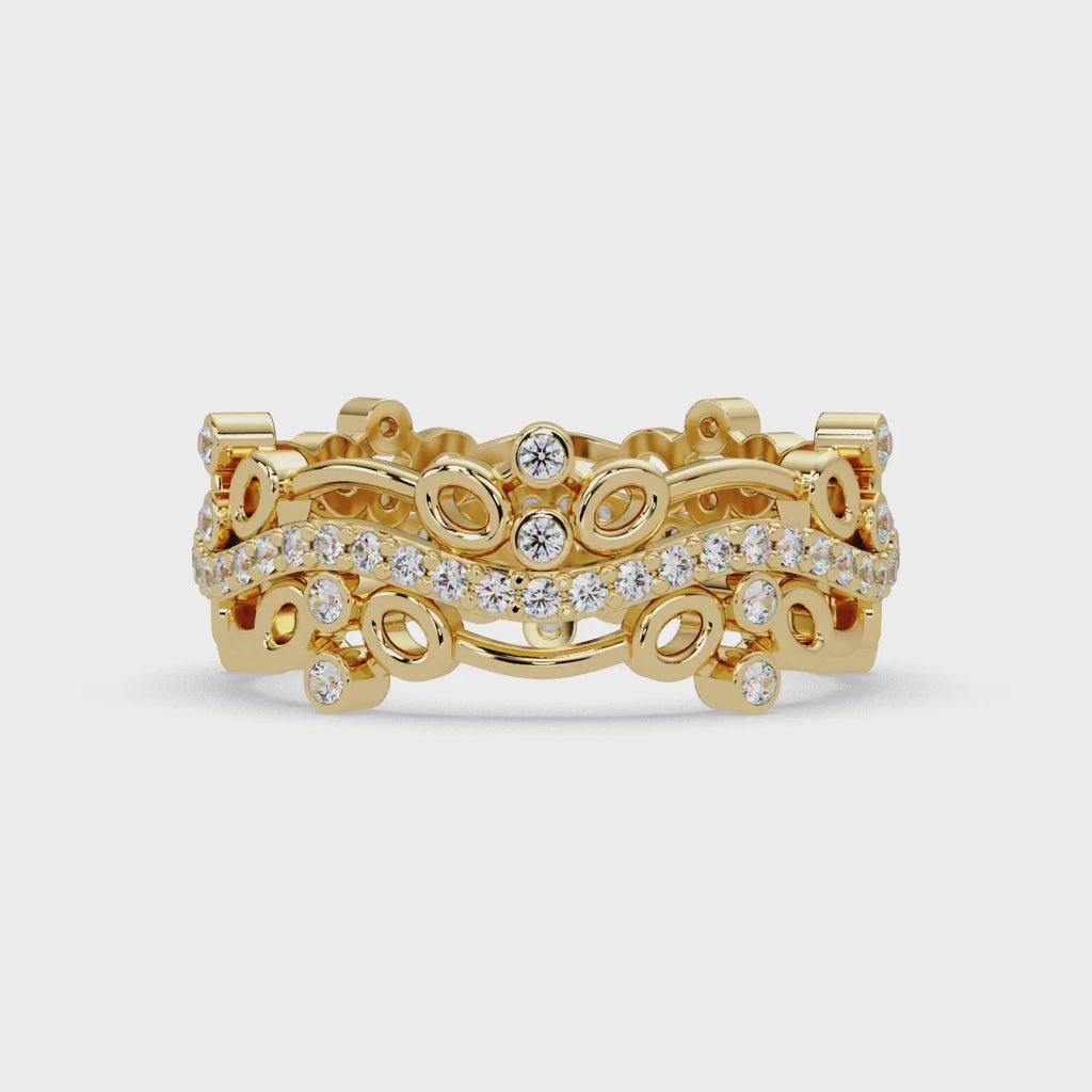 IGI Certified - 1/2 Ct. Lab Grown Diamond (VS/E-F) Ornate Curved Diamond Lace Ring