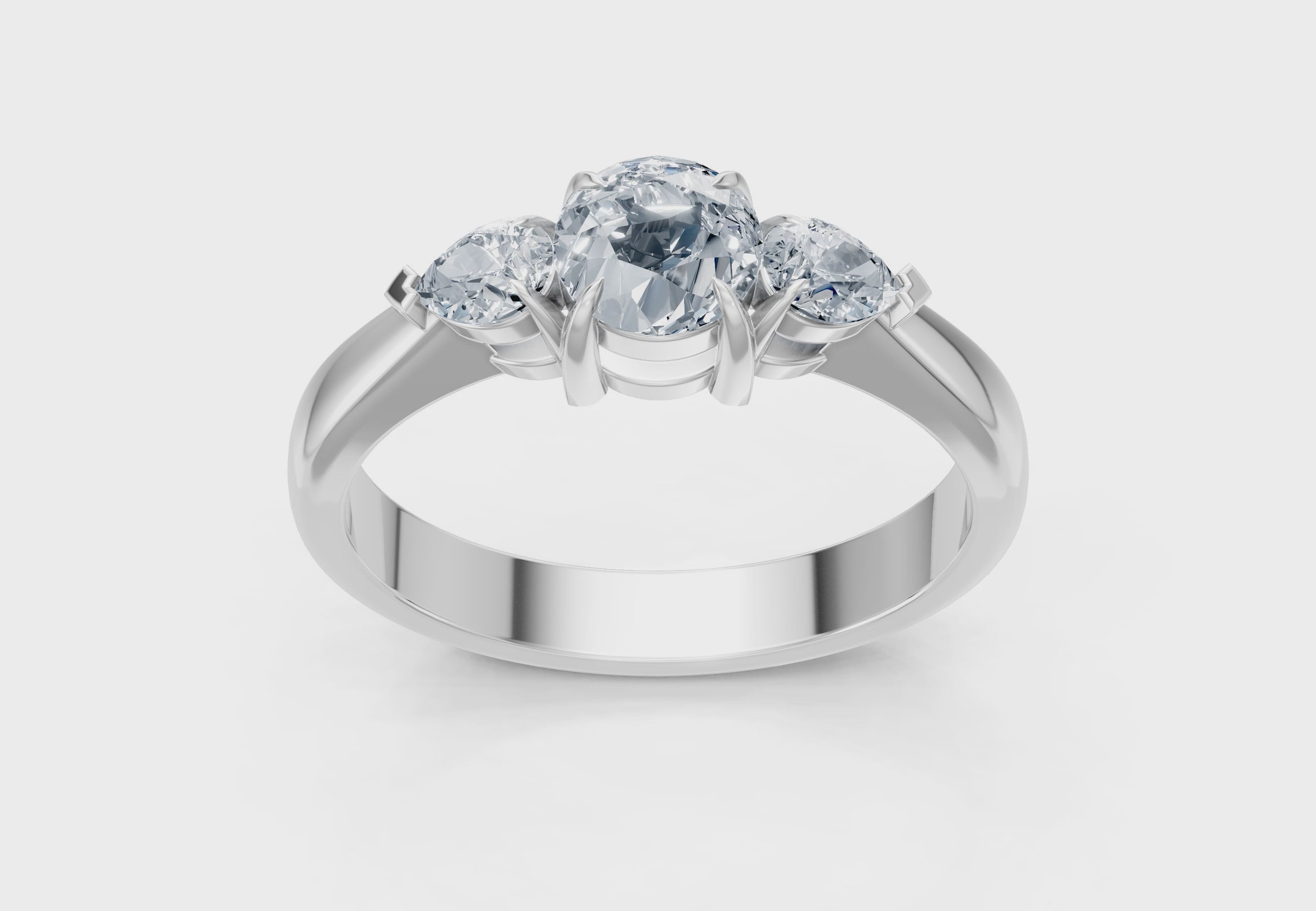 IGI Certified - 3/4 Ct. Lab Grown Diamond (VS/E-F) Trilogy Ring - 925 Sterling Silver