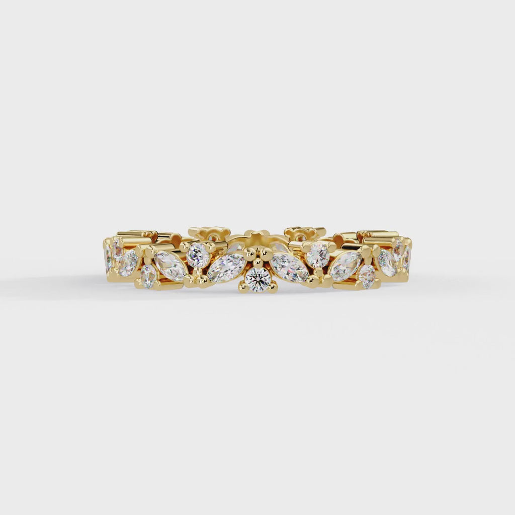 IGI Certified - 1/2 Ct. Lab Grown Diamond (VS/E-F) Mixed-Cut Floral Motif Wedding Band Ring