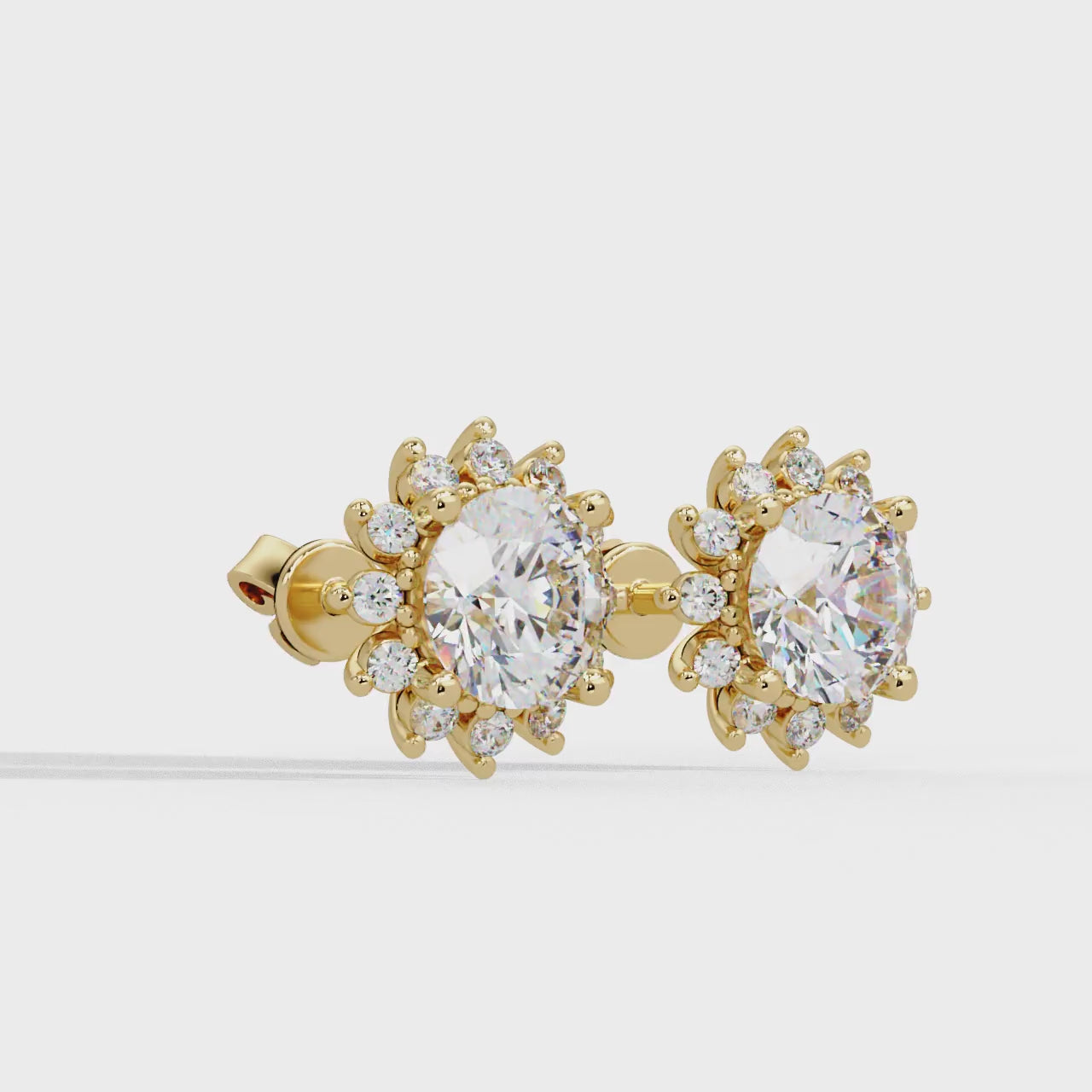 IGI Certified- 3 Ct. Lab Grown Diamond (VS/E-F) Sunburst Cluster | Elegant Diamond Halo Stud Earrings