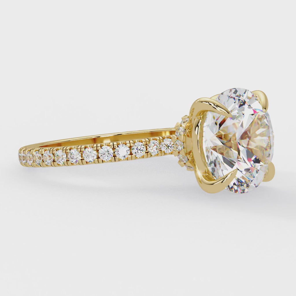 IGI Certified - 6 Ct. Lab Grown Diamond (VS/E-F) The Majesty:Solitaire Ring with Pavé-Set Diamond Shank Ring