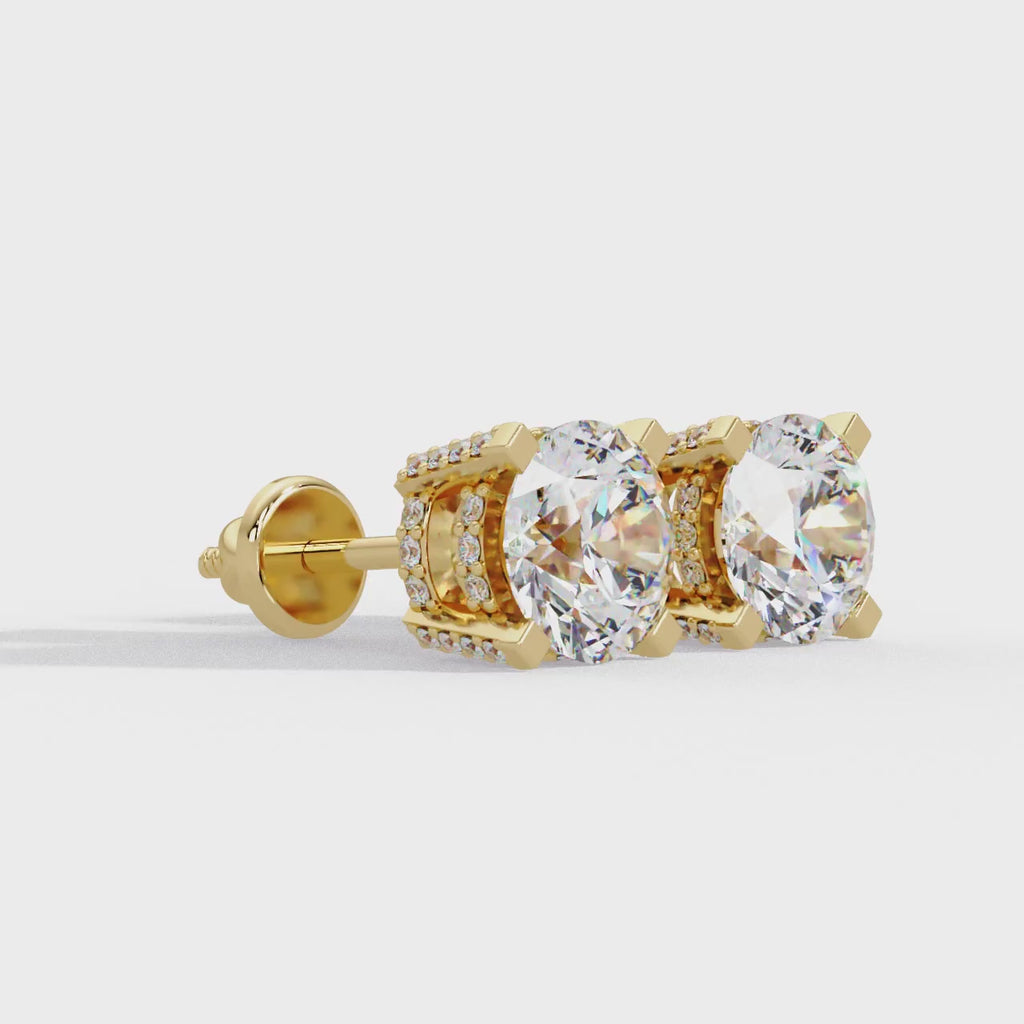 IGI Certified- 3 Ct. Lab Grown Diamond (VS/E-F) Elegant Diamond Stud Earrings