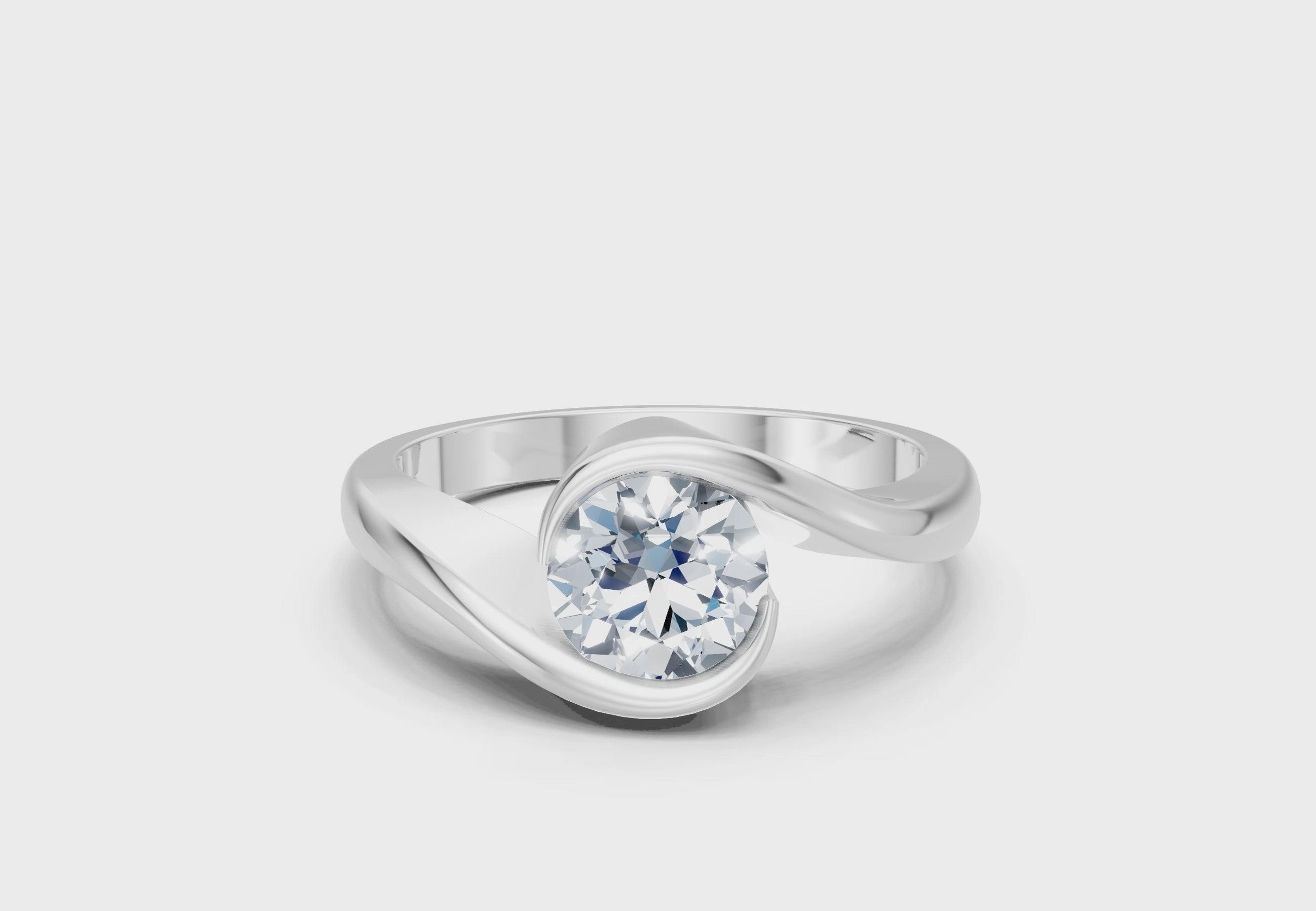 IGI Certified - 1 Ct. Lab Grown Diamond (VS/E-F) Crossover Ring - 925 Sterling Silver