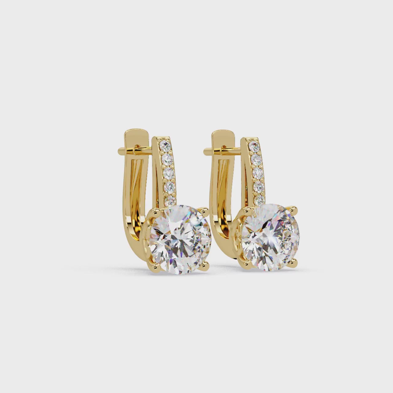 IGI Certified- 4 Ct. Lab Grown Diamond (VS/E-F) Elegant Round Cut Gemstone Dangle Earrings with Pavé Accents Earring