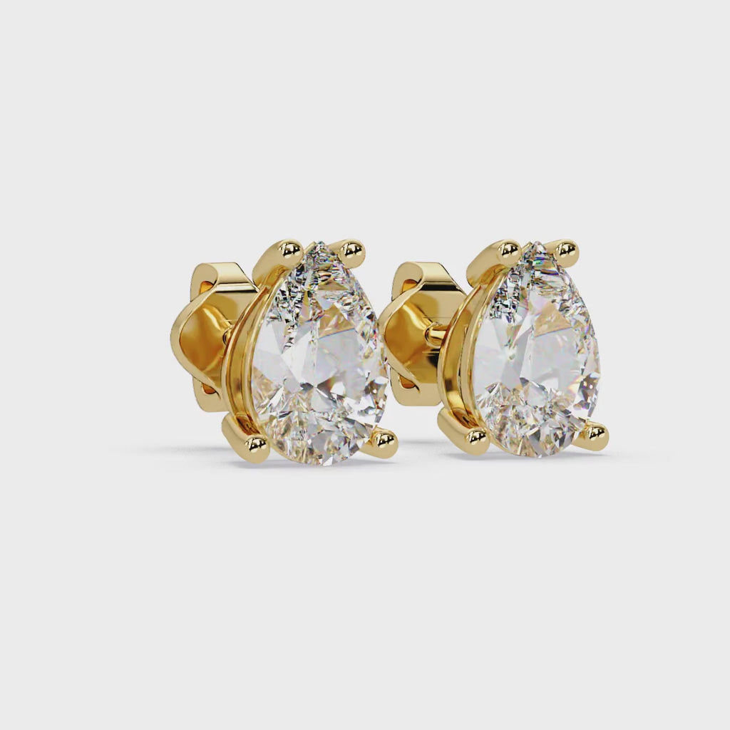 IGI Certified- 3 Ct. Lab Grown Diamond (VS/E-F) Pear Cut Diamond Stud Earrings