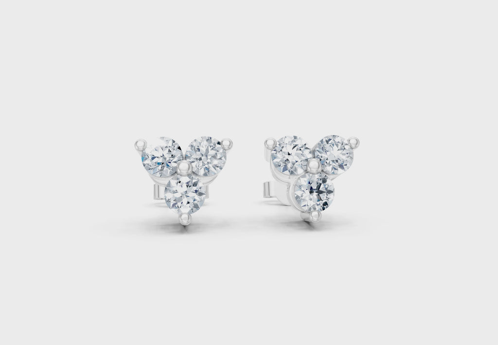 0.65 Carat Trilogy Lab Grown Diamond Pyramid Earrings