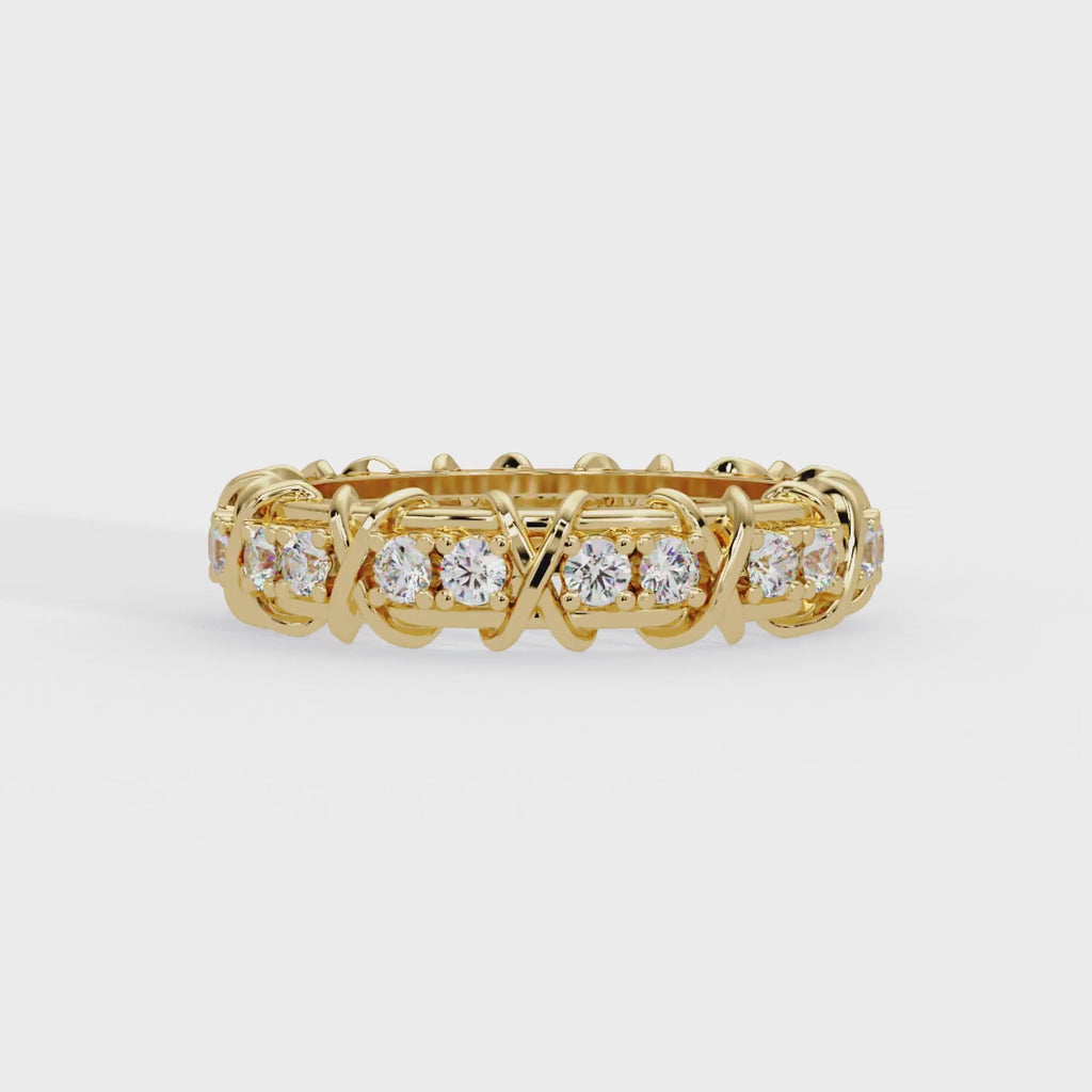 IGI Certified - 1.25 Ct. Lab Grown Diamond (VS/E-F) The Crossover Kiss Eternity Ring (The Crossover Kiss Eternity Ring)