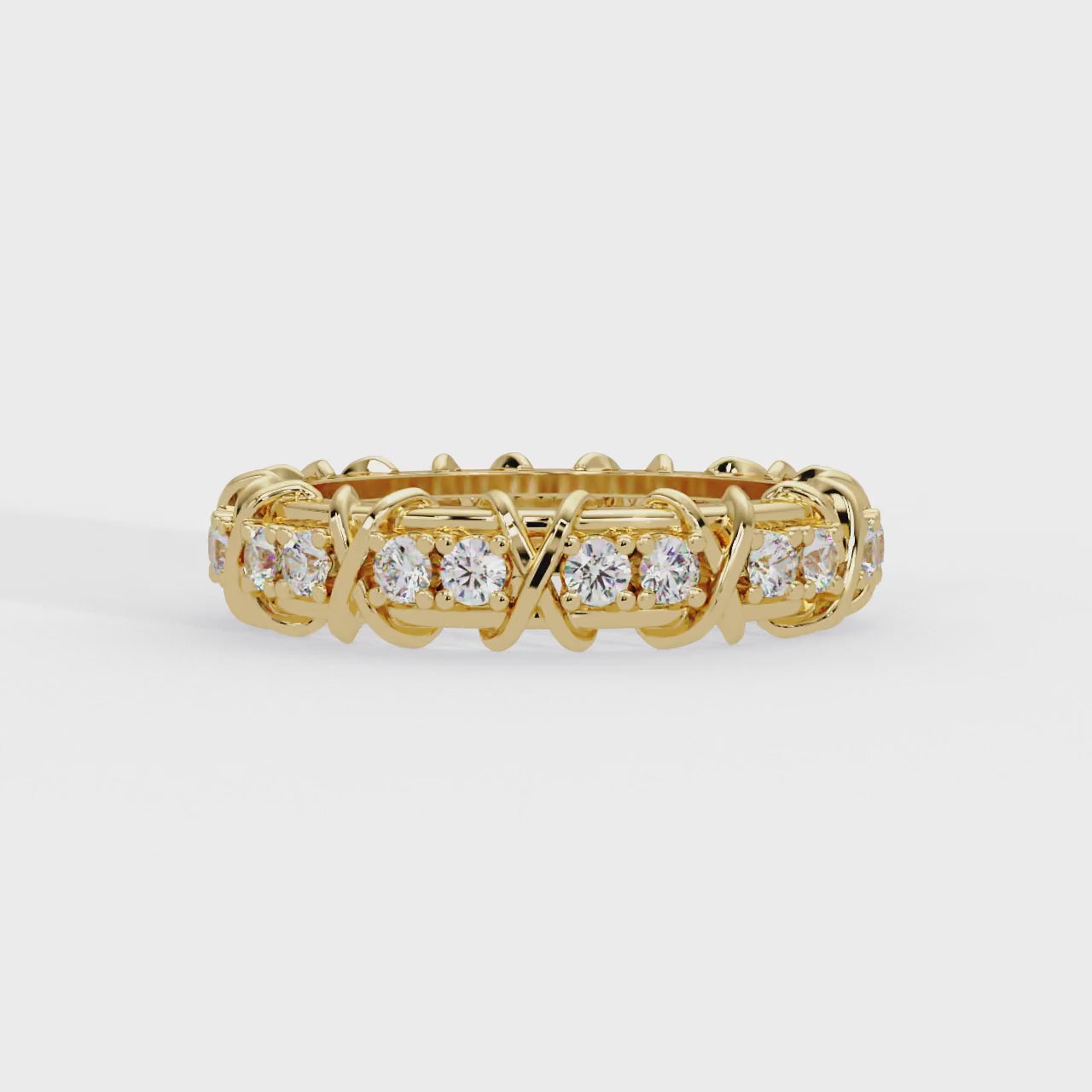 IGI Certified - 1.25 Ct. Lab Grown Diamond (VS/E-F) The Crossover Kiss Eternity Ring (The Crossover Kiss Eternity Ring)